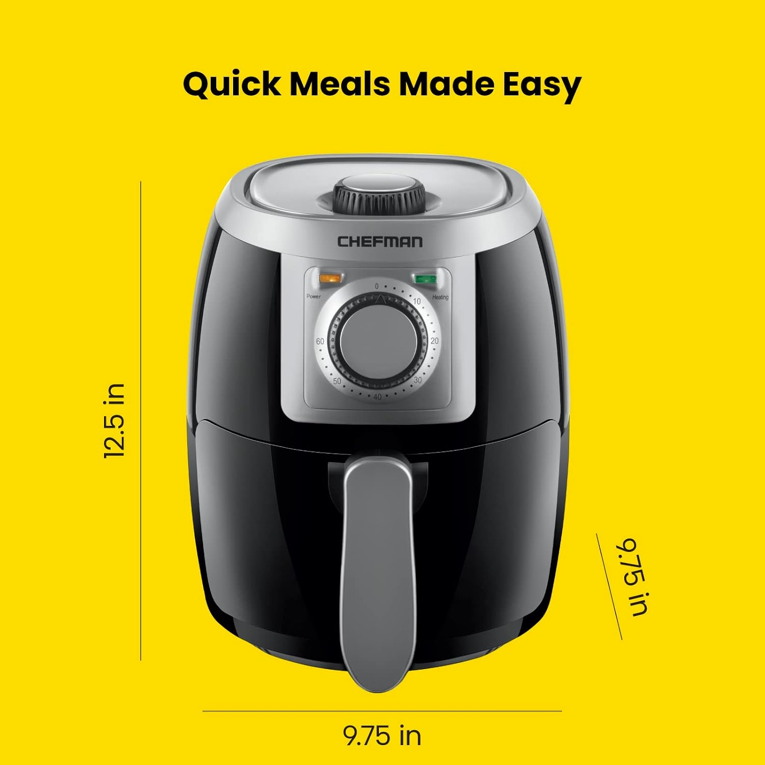 image:imageCHEFMAN 2 Qt Mini Air Fryer Digital SpaceSaving Compact Air Fryer with Nonstick and Dishwasher Safe Basket Quick amp Easy Meals in Minutes Features Digital Timer and Shake Reminder BlackSilver
