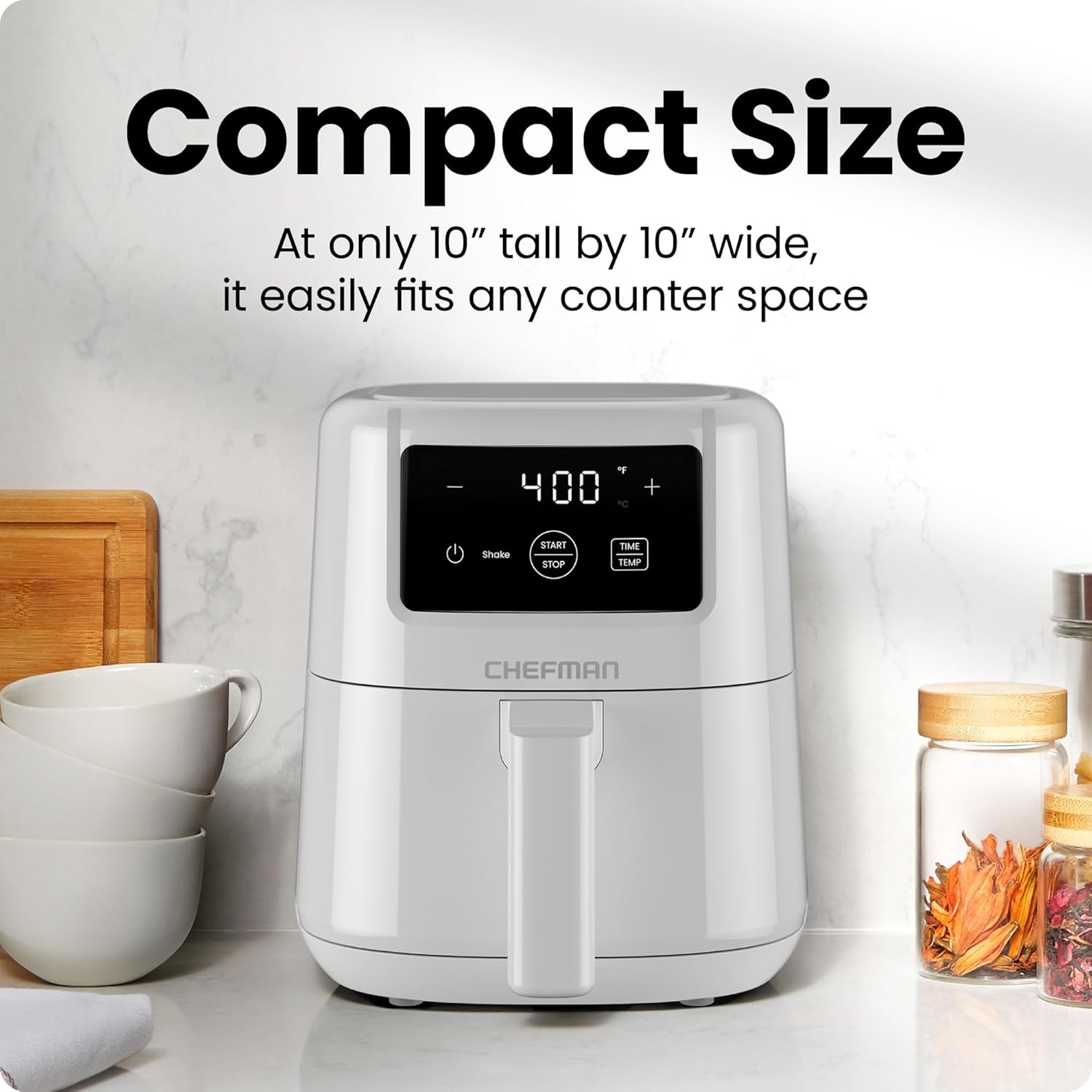 image:imageCHEFMAN 2 Qt Mini Air Fryer Digital SpaceSaving Compact Air Fryer with Nonstick and Dishwasher Safe Basket Quick amp Easy Meals in Minutes Features Digital Timer and Shake Reminder BlackWhite