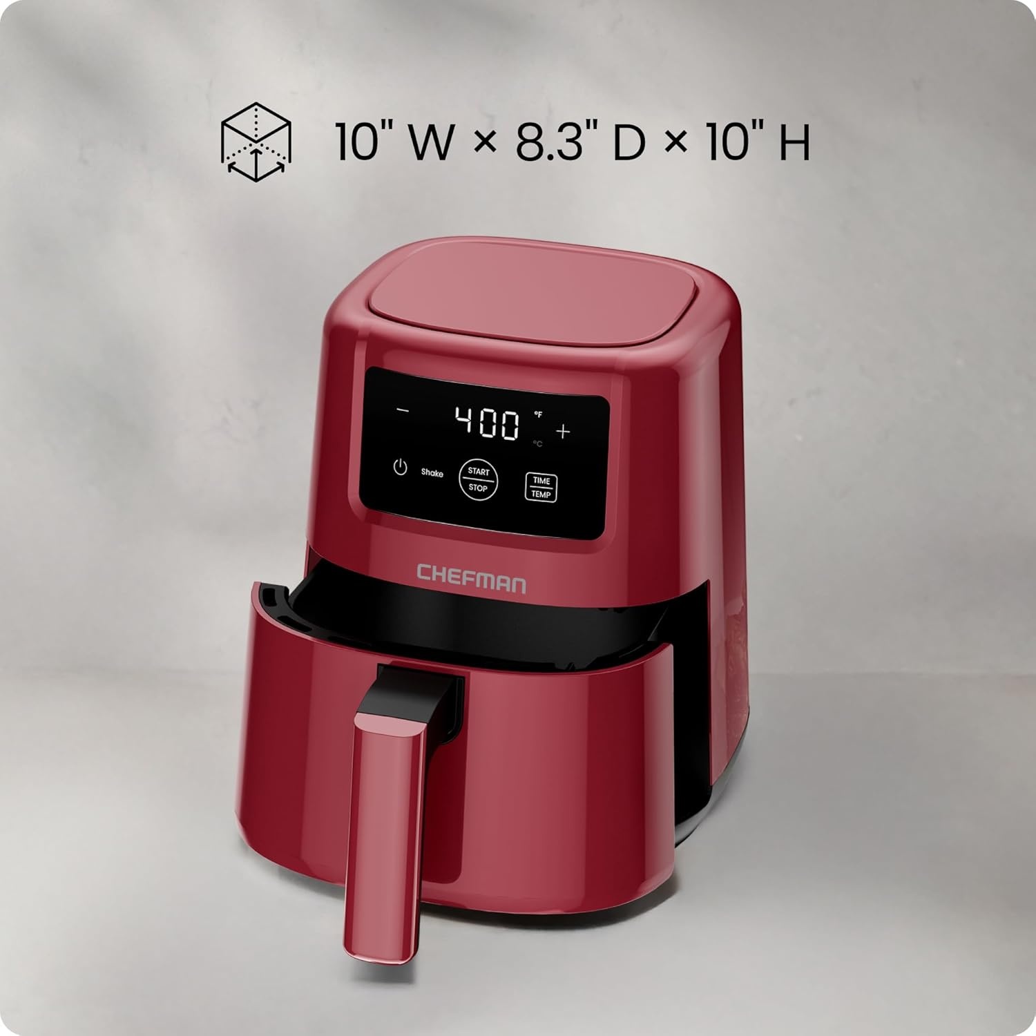 image:imageCHEFMAN 2 Qt Mini Air Fryer Digital SpaceSaving Compact Air Fryer with Nonstick and Dishwasher Safe Basket Quick amp Easy Meals in Minutes Features Digital Timer and Shake Reminder BlackRed