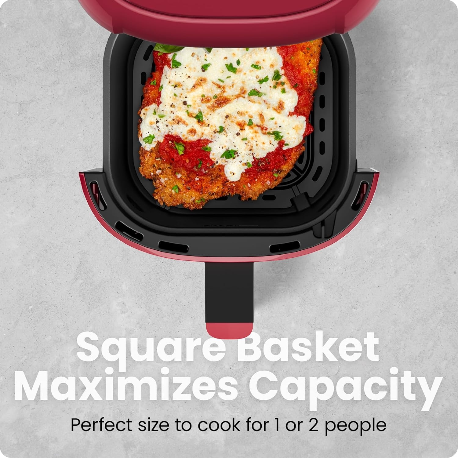 image:imageCHEFMAN 2 Qt Mini Air Fryer Digital SpaceSaving Compact Air Fryer with Nonstick and Dishwasher Safe Basket Quick amp Easy Meals in Minutes Features Digital Timer and Shake Reminder BlackRed