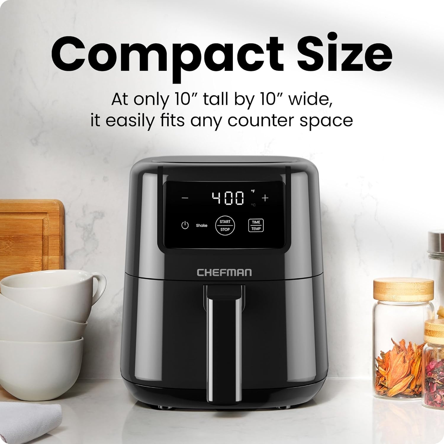 image:imageCHEFMAN 2 Qt Mini Air Fryer Digital SpaceSaving Compact Air Fryer with Nonstick and Dishwasher Safe Basket Quick amp Easy Meals in Minutes Features Digital Timer and Shake Reminder BlackBlack
