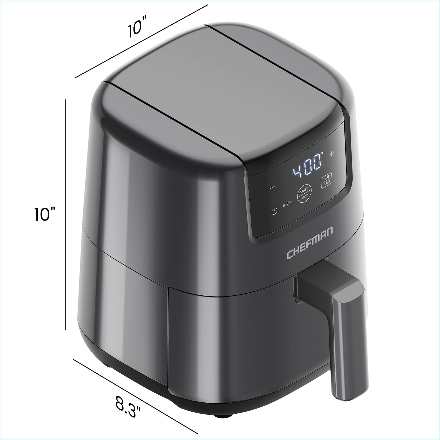 image:imageCHEFMAN 2 Qt Mini Air Fryer Digital SpaceSaving Compact Air Fryer with Nonstick and Dishwasher Safe Basket Quick amp Easy Meals in Minutes Features Digital Timer and Shake Reminder BlackGrey