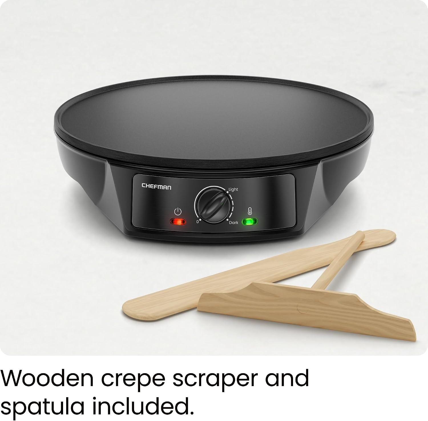 image:imageCHEFMAN Electric Crepe Maker Precise Temp Control 12 NonStick Griddle Perfect for Crepes Tortillas Blintzes Pancakes Waffles Eggs Bacon Batter Spreader amp Spatula Included BlackBlack