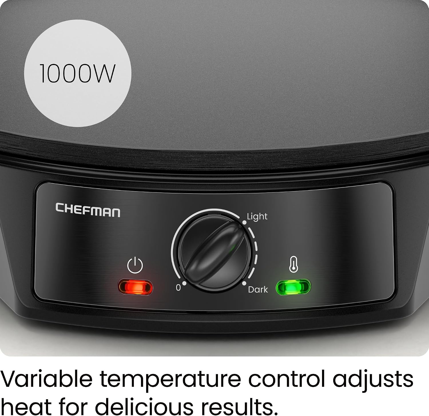 image:imageCHEFMAN Electric Crepe Maker Precise Temp Control 12 NonStick Griddle Perfect for Crepes Tortillas Blintzes Pancakes Waffles Eggs Bacon Batter Spreader amp Spatula Included BlackBlack