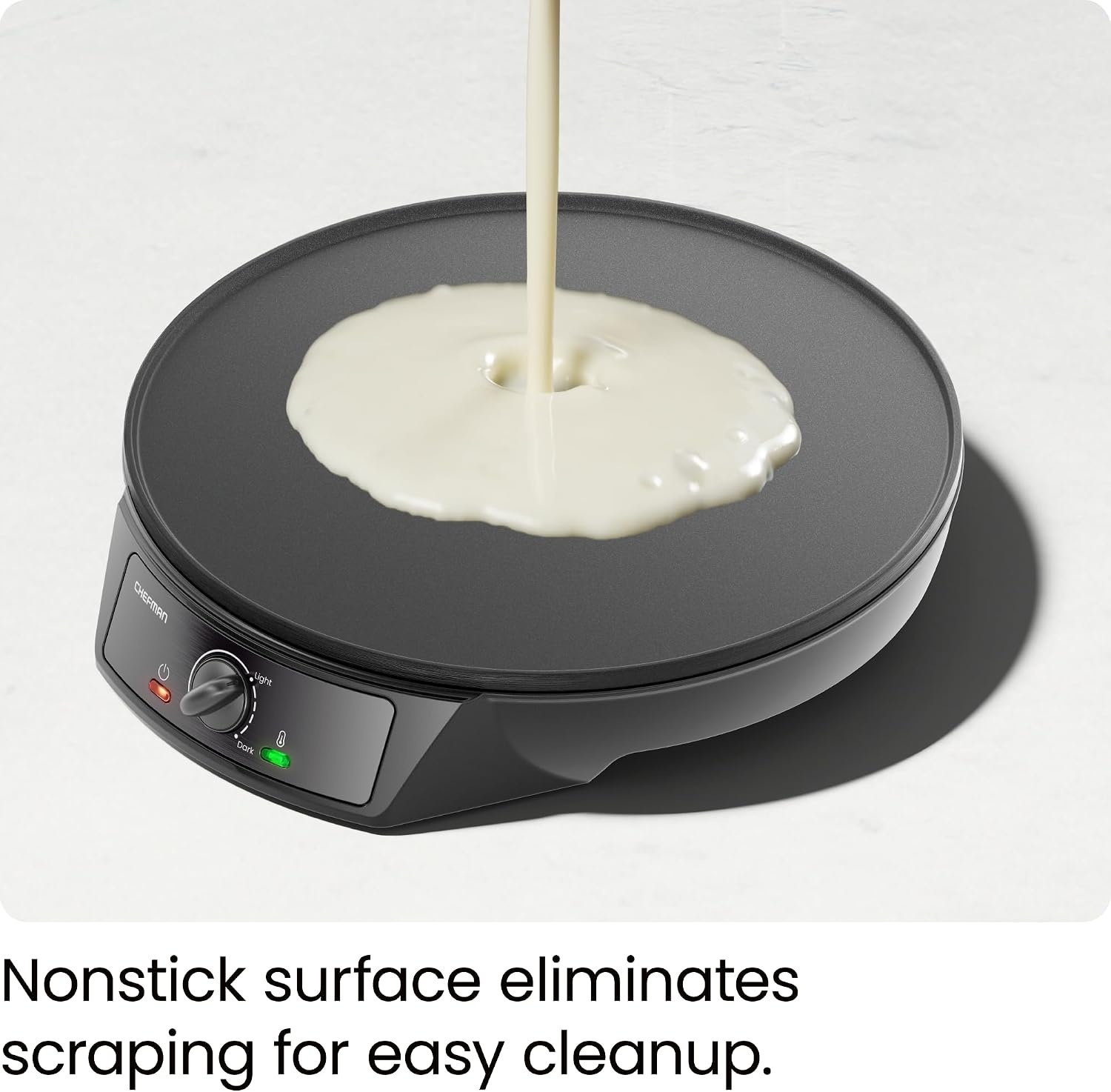 image:imageCHEFMAN Electric Crepe Maker Precise Temp Control 12 NonStick Griddle Perfect for Crepes Tortillas Blintzes Pancakes Waffles Eggs Bacon Batter Spreader amp Spatula Included BlackBlack