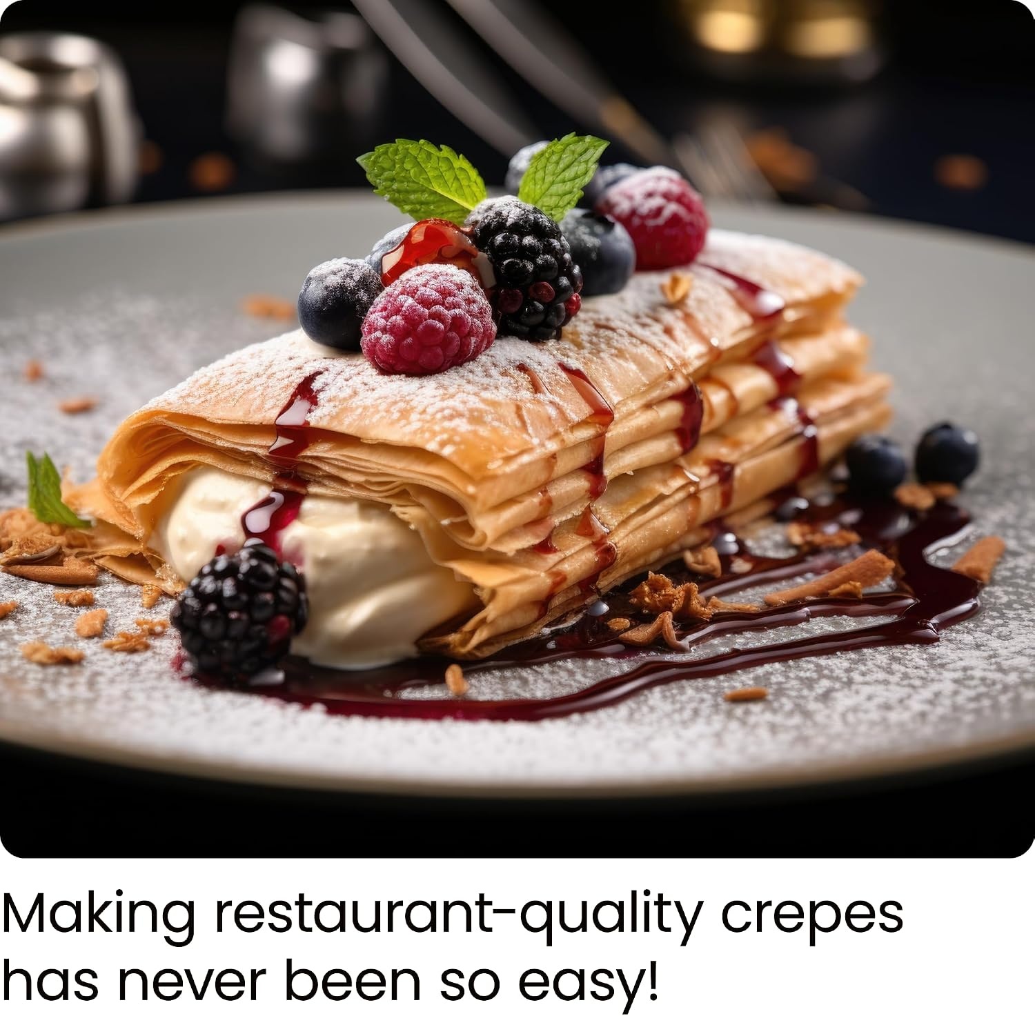 image:imageCHEFMAN Electric Crepe Maker Precise Temp Control 12 NonStick Griddle Perfect for Crepes Tortillas Blintzes Pancakes Waffles Eggs Bacon Batter Spreader amp Spatula Included BlackBlack