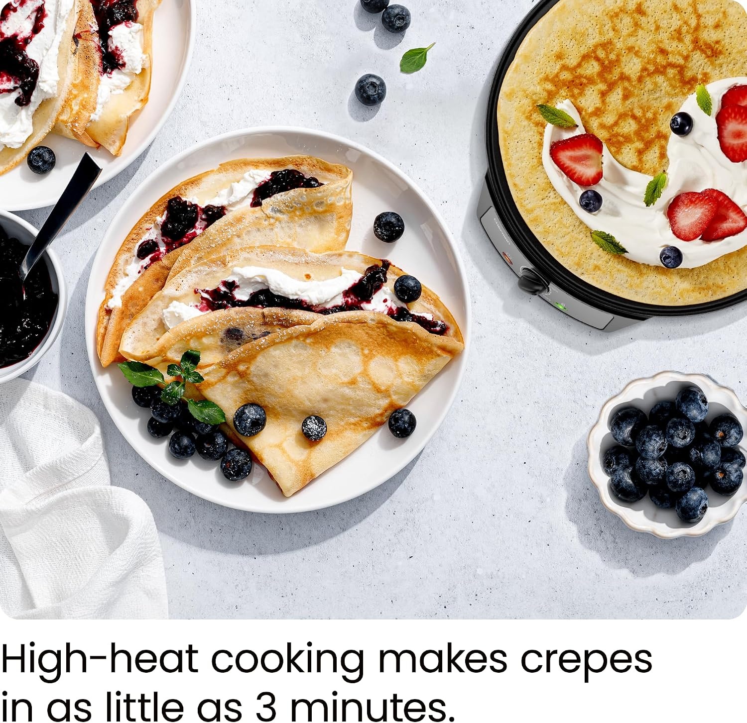 image:imageCHEFMAN Electric Crepe Maker Precise Temp Control 12 NonStick Griddle Perfect for Crepes Tortillas Blintzes Pancakes Waffles Eggs Bacon Batter Spreader amp Spatula Included BlackBlack