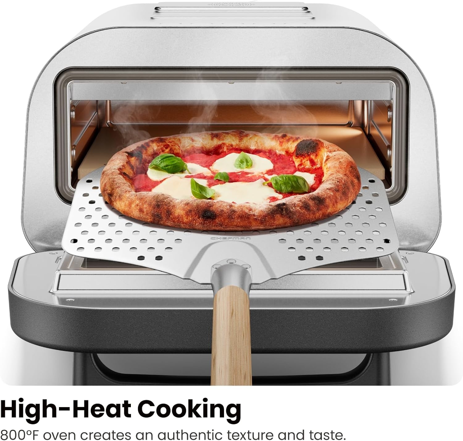 image:imageCHEFMAN Indoor Pizza Oven Makes 12 Inch Pizzas in Minutes Heats up to 800F Countertop Electric Pizza Maker with 5 Touchscreen Presets Pizza Stone and Peel Included Stainless SteelStainless Steel