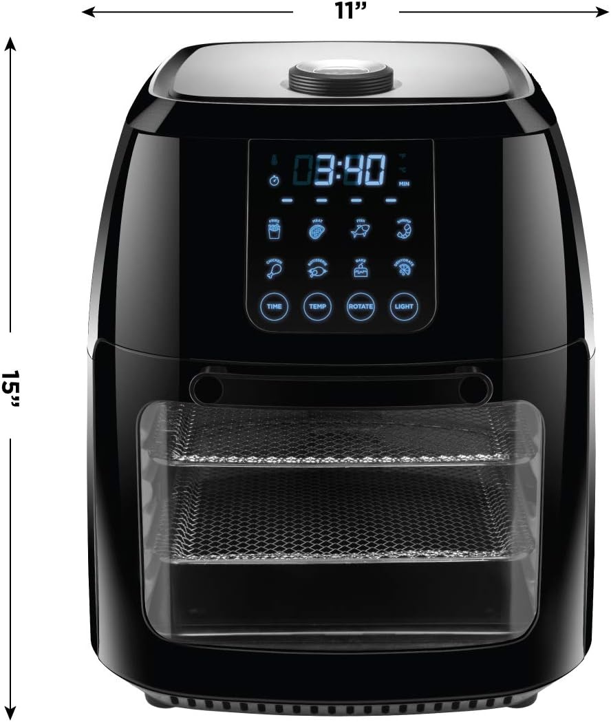 image:imageCHEFMAN Multifunctional Digital Air Fryer Rotisserie Dehydrator Convection Oven 17 Touch Screen Presets Fry Roast Dehydrate Bake XL 10L Family Size Auto Shutoff Large EasyView Window BlackBlack