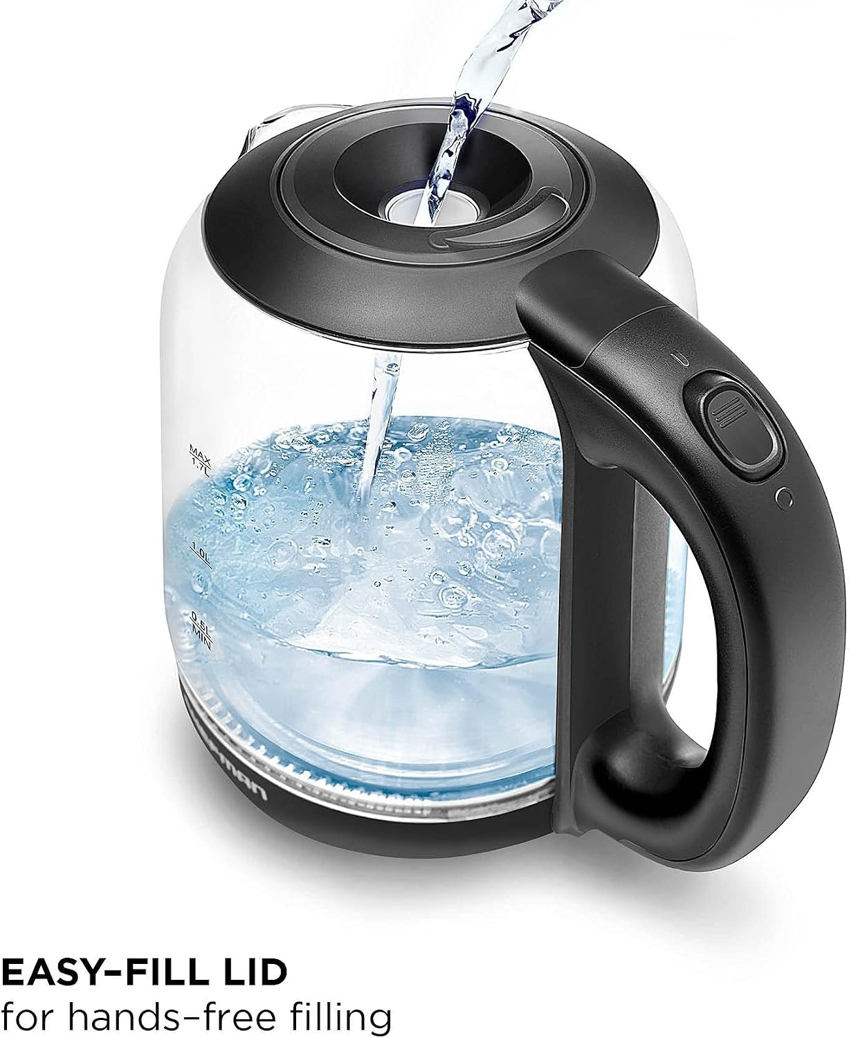 image:imageChefman 1L Electric Tea Kettle with LED Lights Automatic Shut Off Removable Lid BoilDry Protection Hot Water Electric Kettle Water Boiler Electric Kettles for Boiling Water17L Glass Electric Kettle w EasyFill Lid