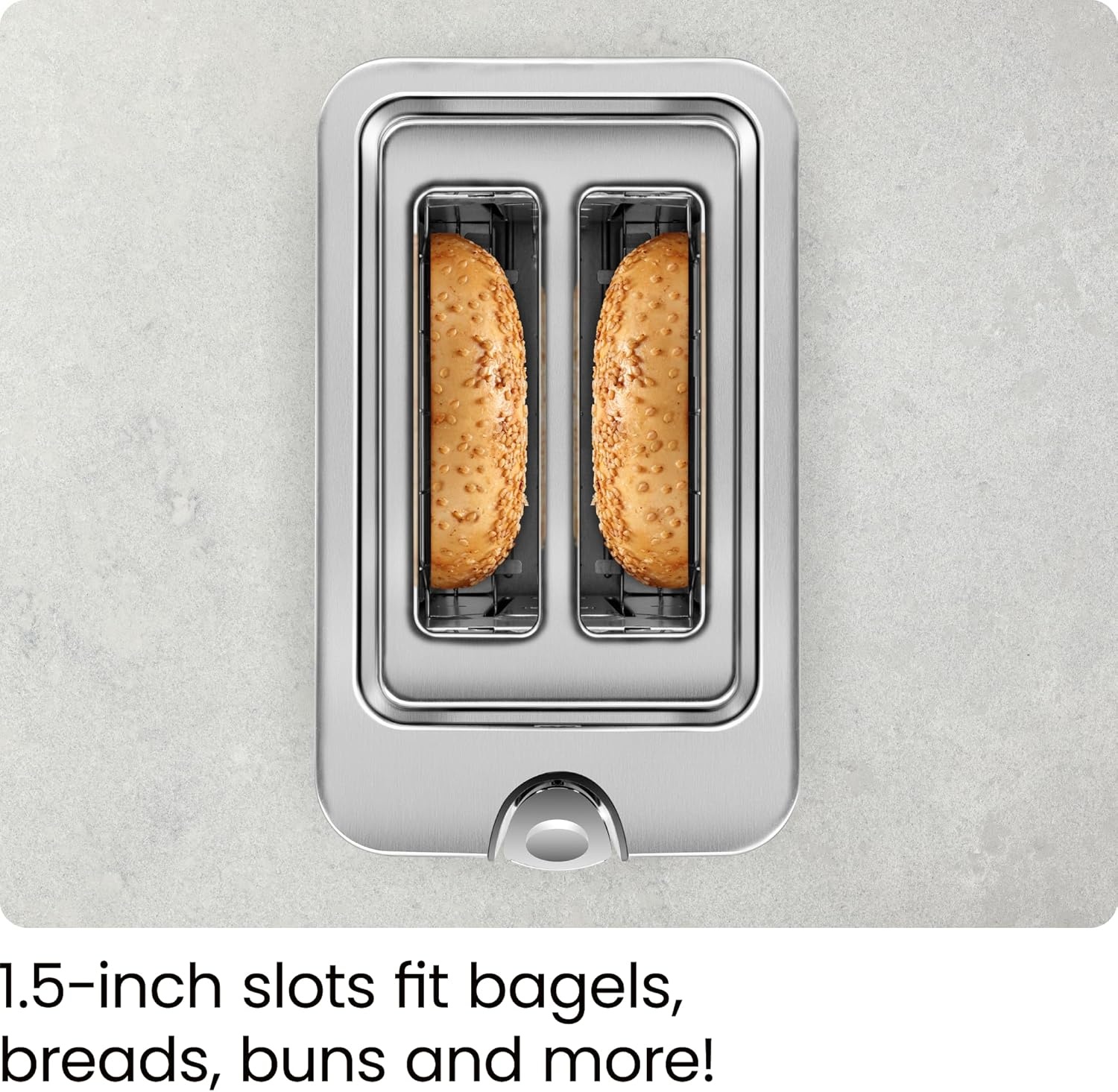 image:imageChefman 2Slice Digital Toaster PopUp Stainless Steel ExtraWide Slots For Bagels Defrost Reheat Cancel Functions Removable Crumb Tray