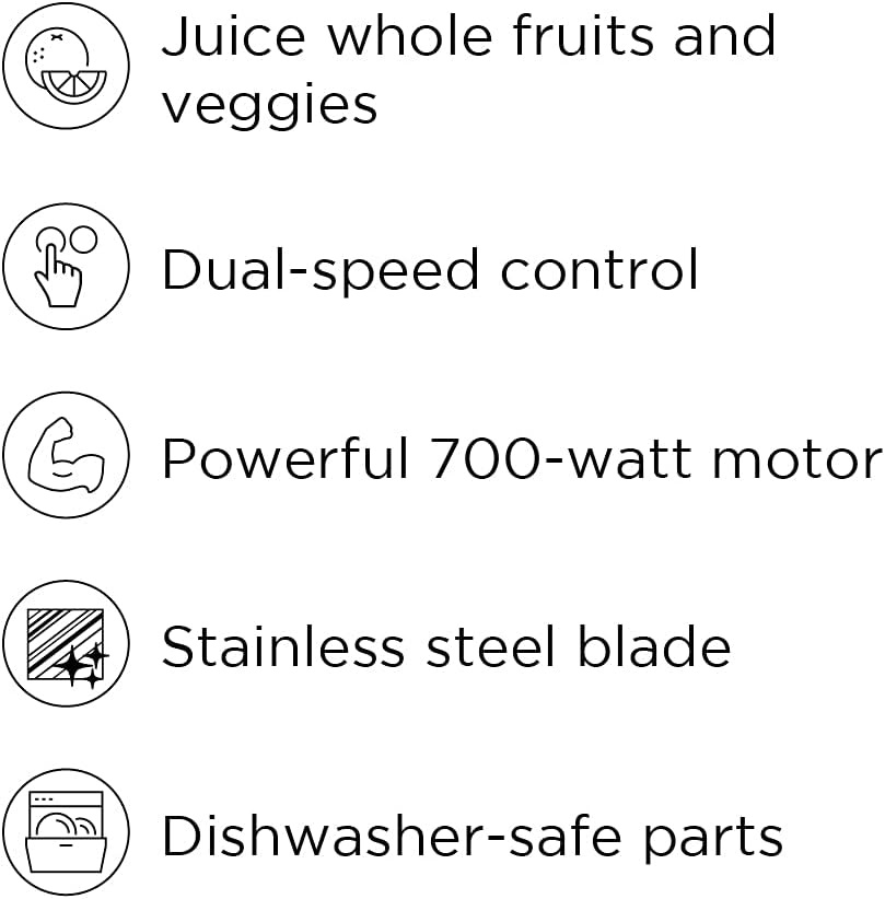image:imageChefman 2Speed Electric Juicer ExtraWide Feeding Tube For Whole Fruits Make Nutritious Vegetable And Green Juice Detachable 1Quart Pitcher BuiltIn Foam Separator DishwasherSafe Parts