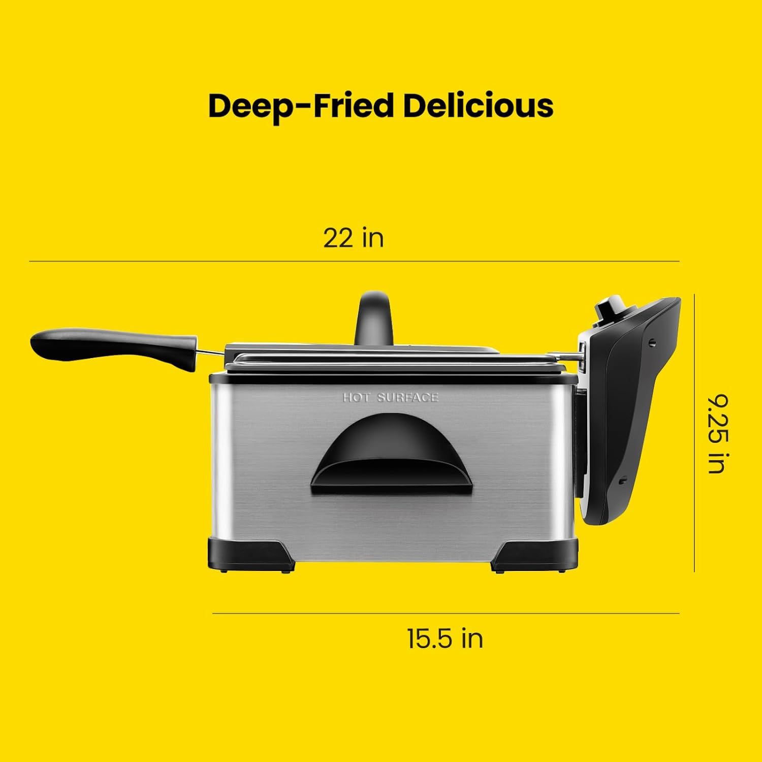image:imageChefman 45 Liter Deep Fryer wBasket Strainer XL Jumbo Size Adjustable Temperature amp Timer Perfect for Fried Chicken Shrimp French Fries Chips amp More Removable OilContainer Stainless SteelLarge