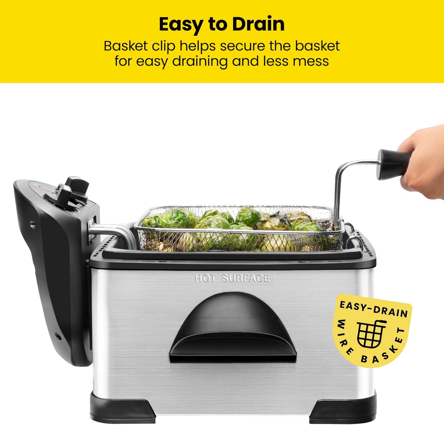 image:imageChefman 45 Liter Deep Fryer wBasket Strainer XL Jumbo Size Adjustable Temperature amp Timer Perfect for Fried Chicken Shrimp French Fries Chips amp More Removable OilContainer Stainless SteelLarge