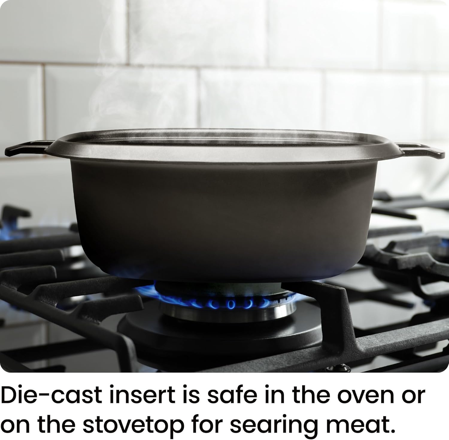 image:imageChefman 6Quart Slow Cooker Electric Countertop Cooking Stovetop amp OvenSafe Removable Insert for Browning amp Sauting FamilySize Soups amp Stews Nonstick amp DishwasherSafe InteriorStainless Steel