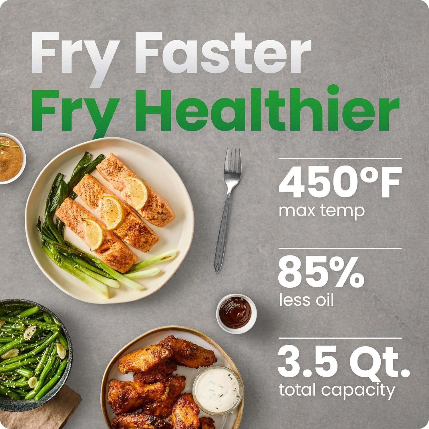 image:imageChefman Air Fryer 4in1 Slim 35 QT Airfryer Air Fry Bake Dehydrate Frozen 450F Max Temp for Extra Crispy Results in Minutes Nonstick Ceramic Coating DishwasherSafe Accessories BlackRed