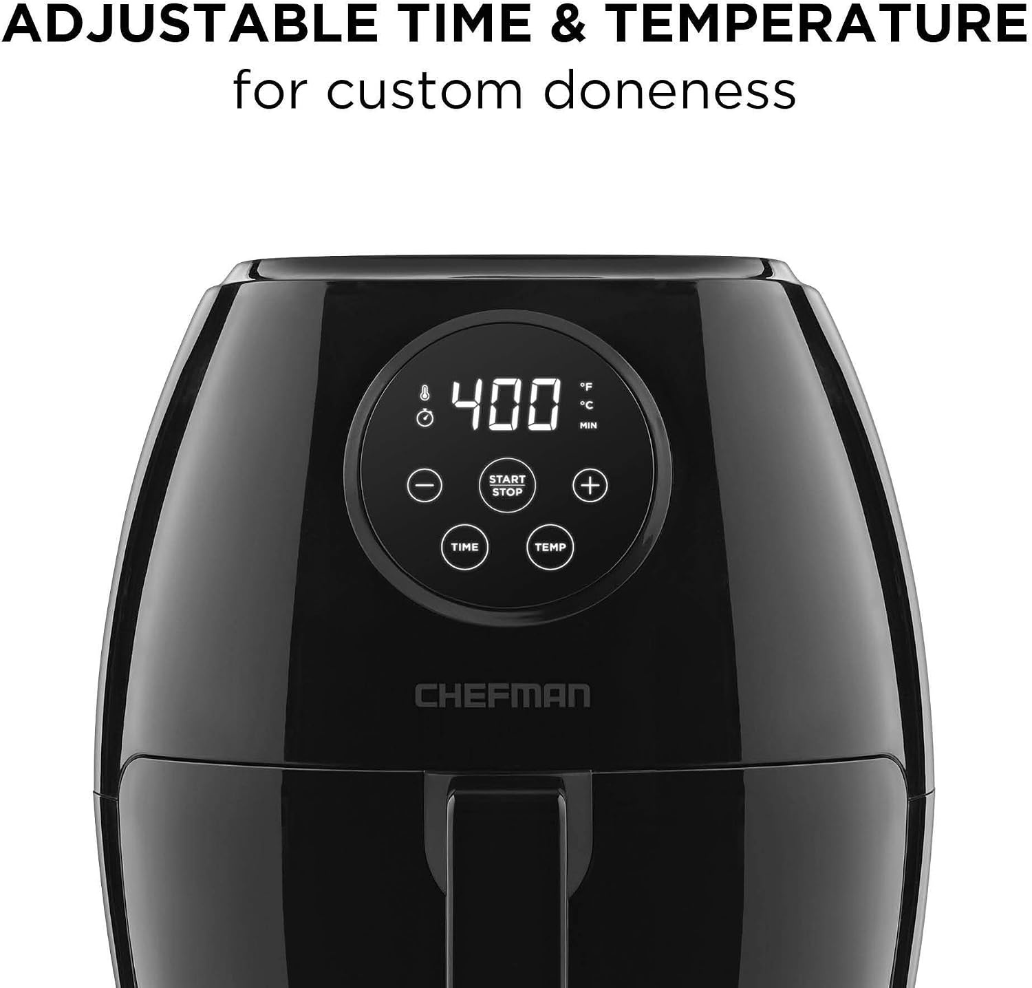 image:imageChefman Air Fryer 4in1 Slim 35 QT Airfryer Air Fry Bake Dehydrate Frozen 450F Max Temp for Extra Crispy Results in Minutes Nonstick Ceramic Coating DishwasherSafe Accessories BlackGlossy Black