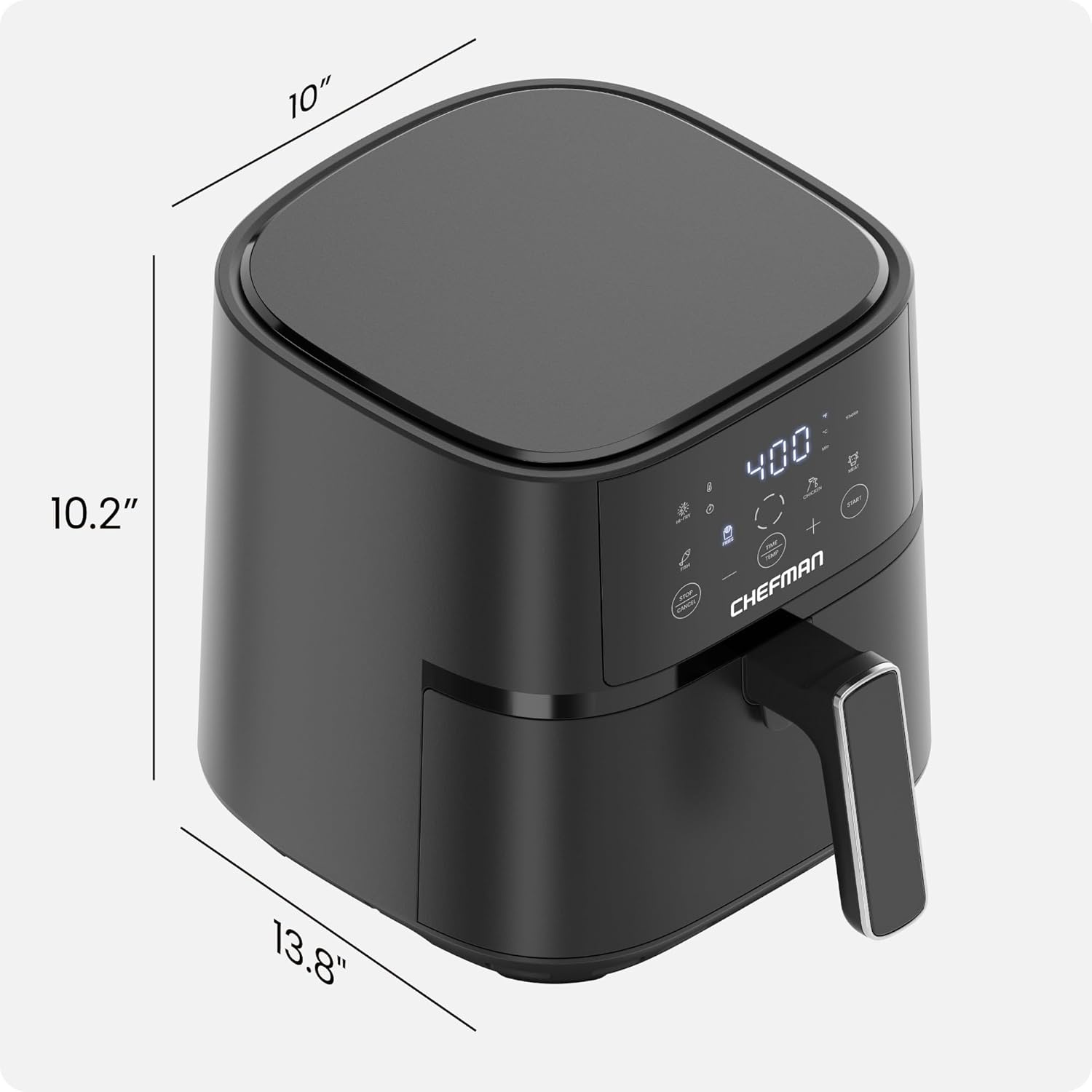 image:imageChefman Air Fryer 6 QT Compact Airfryer for Quick amp Easy Meals in Minutes Features HiFry Technology for Extra Crisp Touchscreen Controls with 4 Presets Nonstick amp Dishwasher Safe Basket Black4 Quart No Window