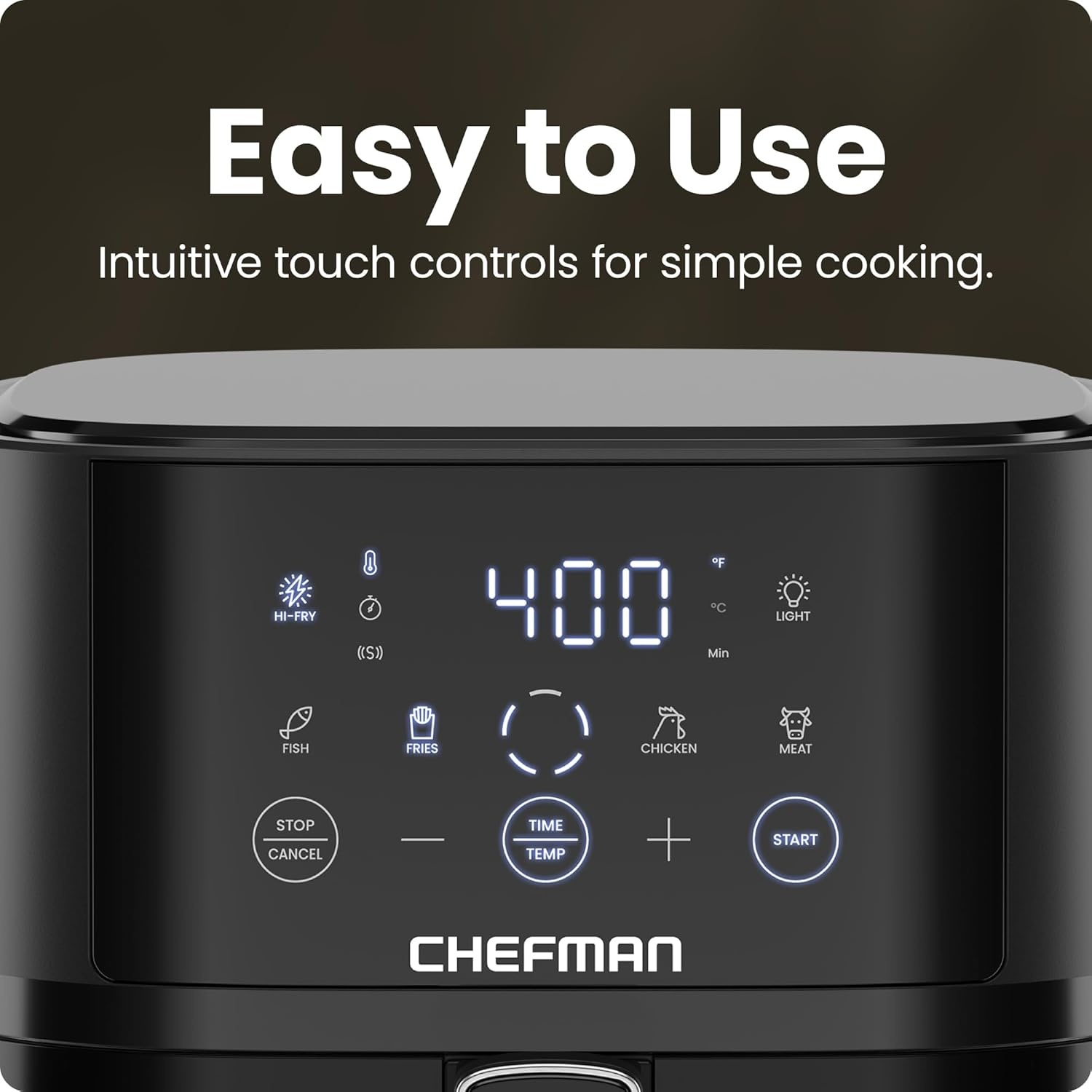 image:imageChefman Air Fryer 6 QT Compact Airfryer for Quick amp Easy Meals in Minutes Features HiFry Technology for Extra Crisp Touchscreen Controls with 4 Presets Nonstick amp Dishwasher Safe Basket Black4 Quart Window