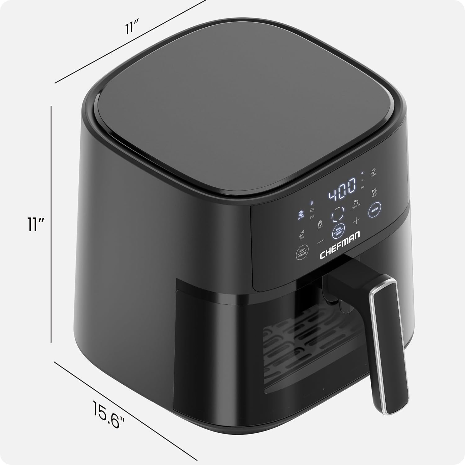 image:imageChefman Air Fryer 6 QT Compact Airfryer for Quick amp Easy Meals in Minutes Features HiFry Technology for Extra Crisp Touchscreen Controls with 4 Presets Nonstick amp Dishwasher Safe Basket Black6 Quart Window