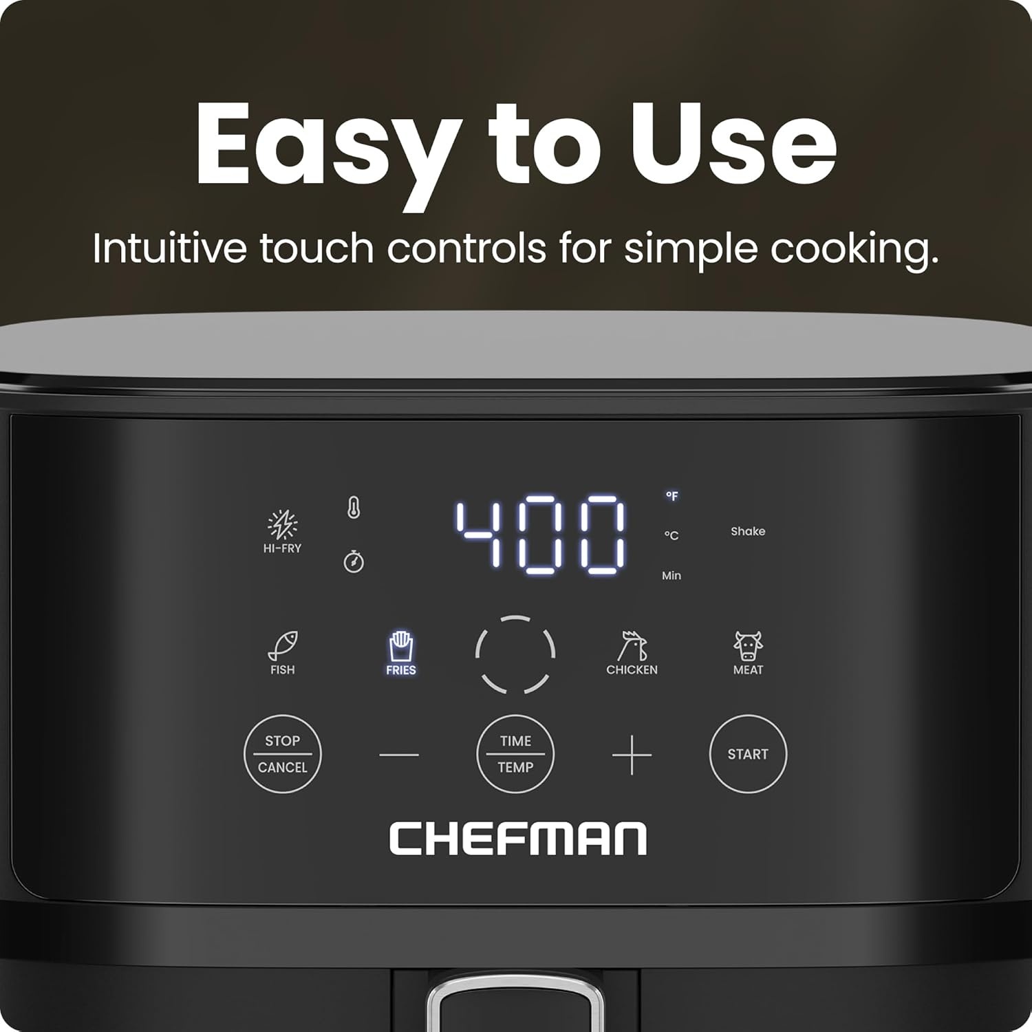 image:imageChefman Air Fryer 6 QT Compact Airfryer for Quick amp Easy Meals in Minutes Features HiFry Technology for Extra Crisp Touchscreen Controls with 4 Presets Nonstick amp Dishwasher Safe Basket Black6 Quart No Window