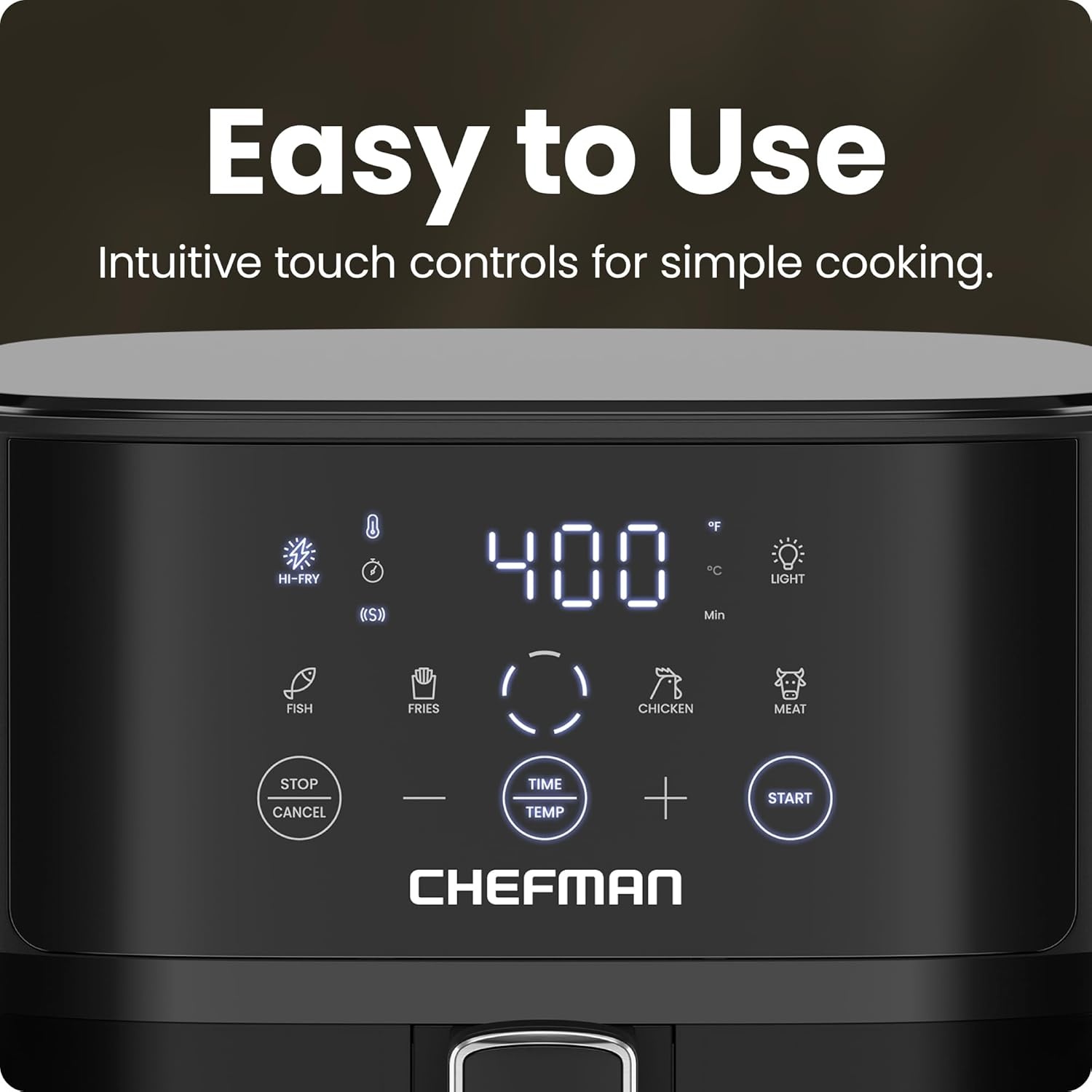 image:imageChefman Air Fryer 6 QT Compact Airfryer for Quick amp Easy Meals in Minutes Features HiFry Technology for Extra Crisp Touchscreen Controls with 4 Presets Nonstick amp Dishwasher Safe Basket Black6 Quart Window