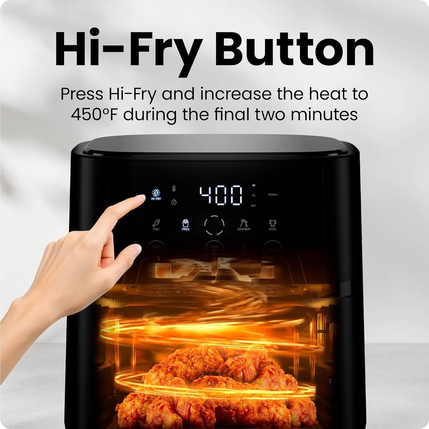 image:imageChefman Air Fryer 6 QT Compact Airfryer for Quick amp Easy Meals in Minutes Features HiFry Technology for Extra Crisp Touchscreen Controls with 4 Presets Nonstick amp Dishwasher Safe Basket Black4 Quart No Window