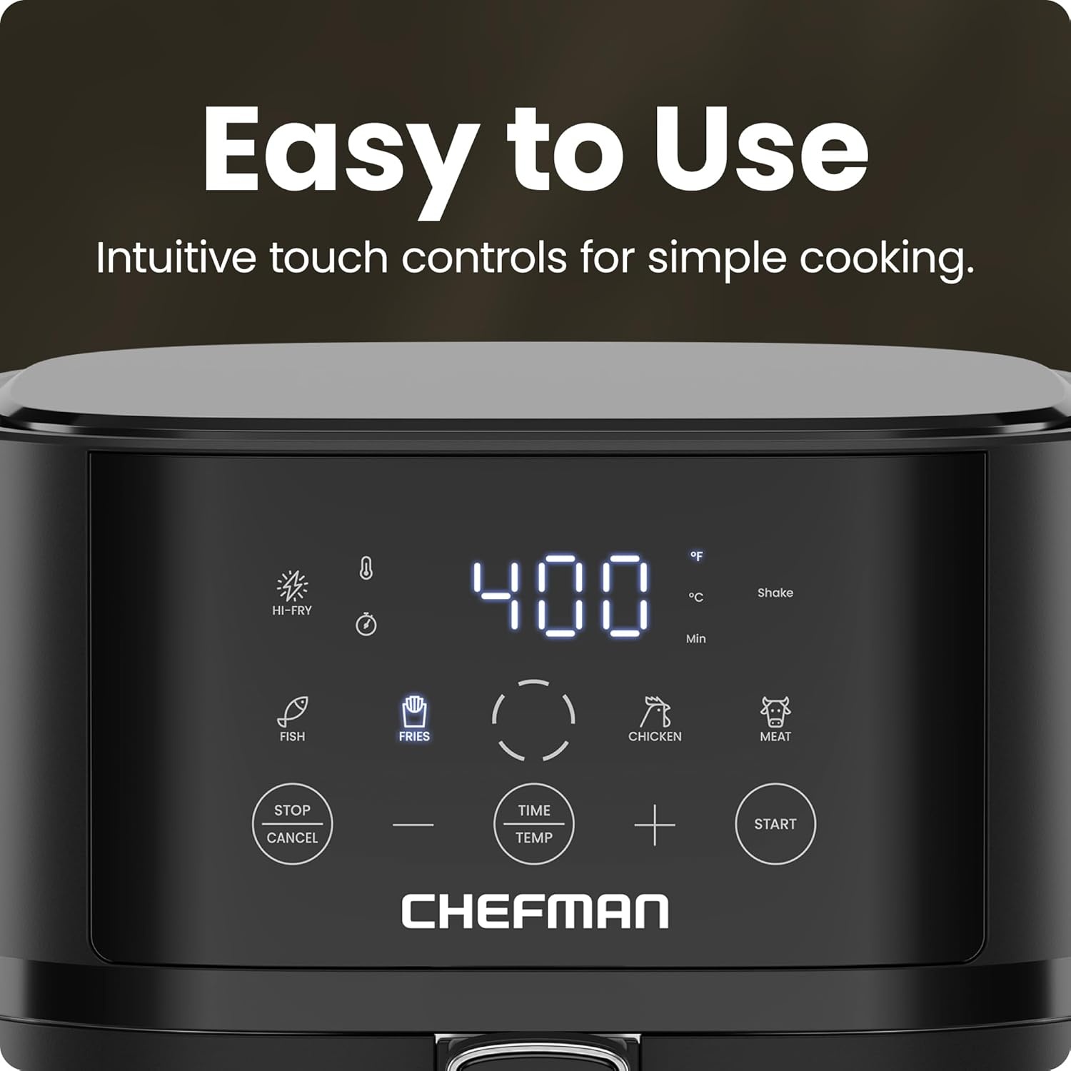 image:imageChefman Air Fryer 6 QT Compact Airfryer for Quick amp Easy Meals in Minutes Features HiFry Technology for Extra Crisp Touchscreen Controls with 4 Presets Nonstick amp Dishwasher Safe Basket Black4 Quart No Window