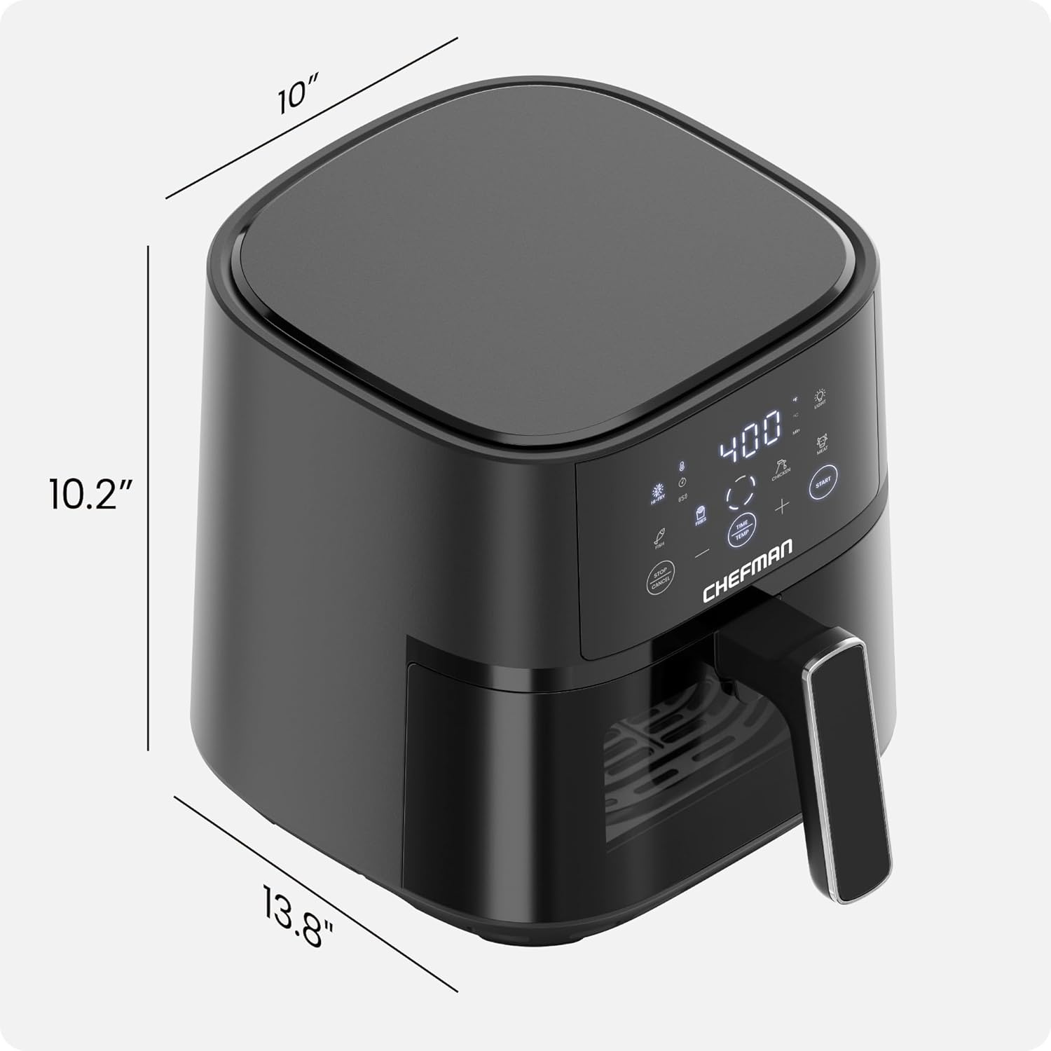 image:imageChefman Air Fryer 6 QT Compact Airfryer for Quick amp Easy Meals in Minutes Features HiFry Technology for Extra Crisp Touchscreen Controls with 4 Presets Nonstick amp Dishwasher Safe Basket Black4 Quart Window