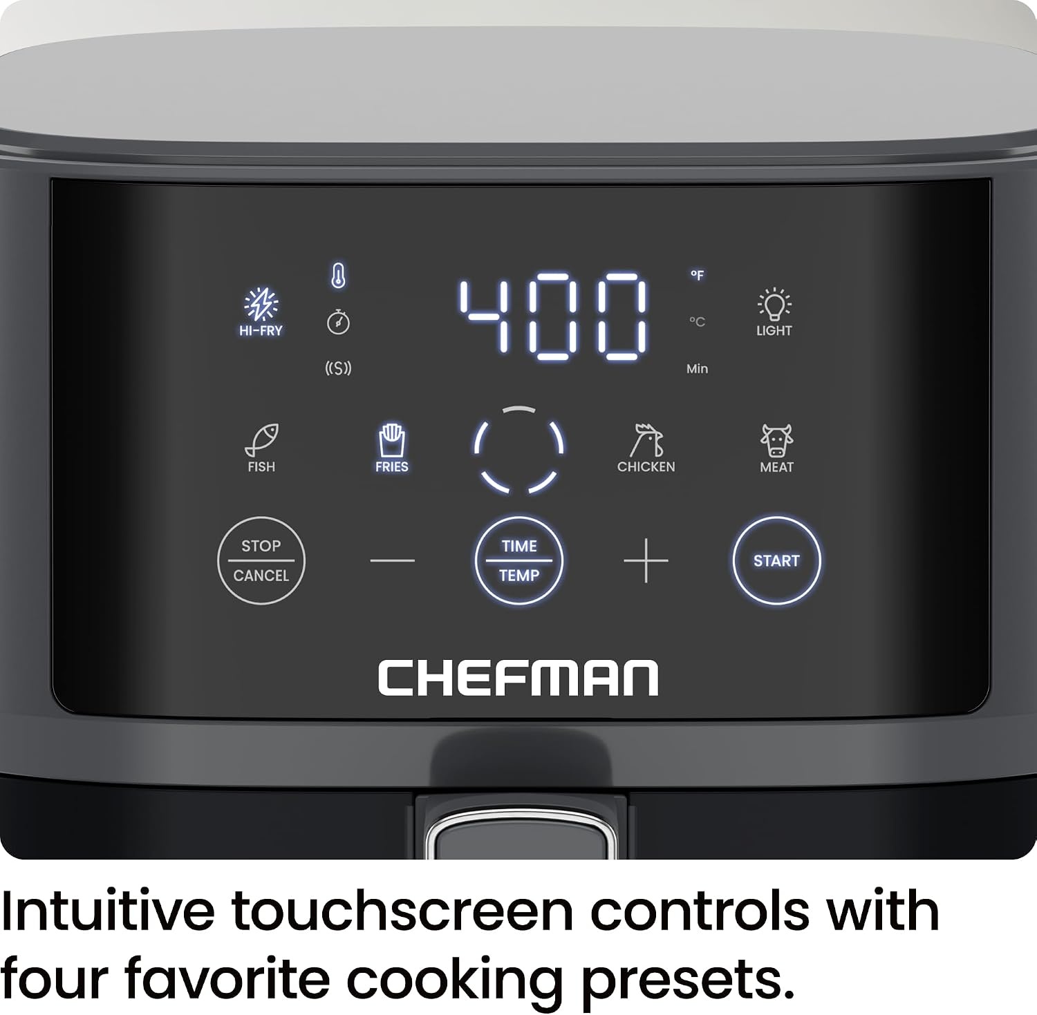 image:imageChefman Air Fryer 6in1 XL 14Quart Multifunctional Airfryer with Touchscreen Controls Rotisserie Food Dehydrator Convection Oven Bake Broil and Reheat Functions Windowed Door Black4 Quart
