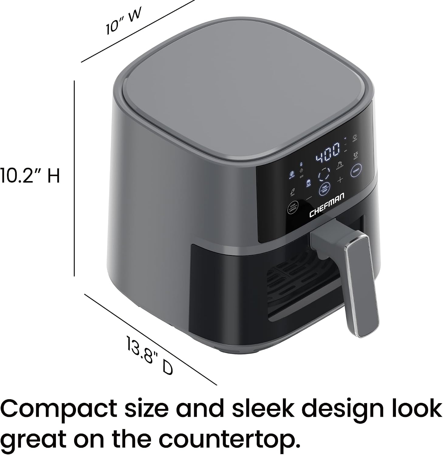 image:imageChefman Air Fryer 6in1 XL 14Quart Multifunctional Airfryer with Touchscreen Controls Rotisserie Food Dehydrator Convection Oven Bake Broil and Reheat Functions Windowed Door Black4 Quart