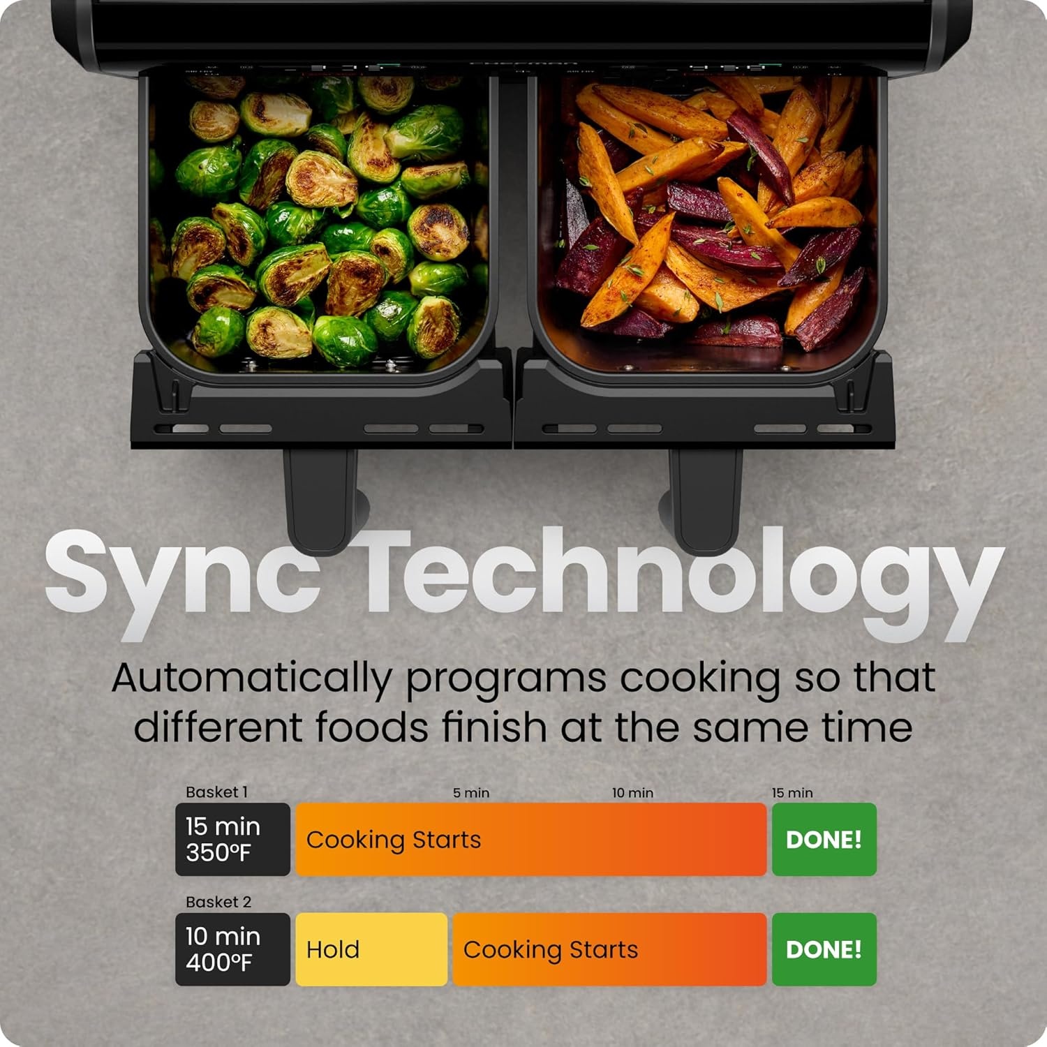 image:imageChefman Air Fryer 6in1 XL 14Quart Multifunctional Airfryer with Touchscreen Controls Rotisserie Food Dehydrator Convection Oven Bake Broil and Reheat Functions Windowed Door Black9 Quart