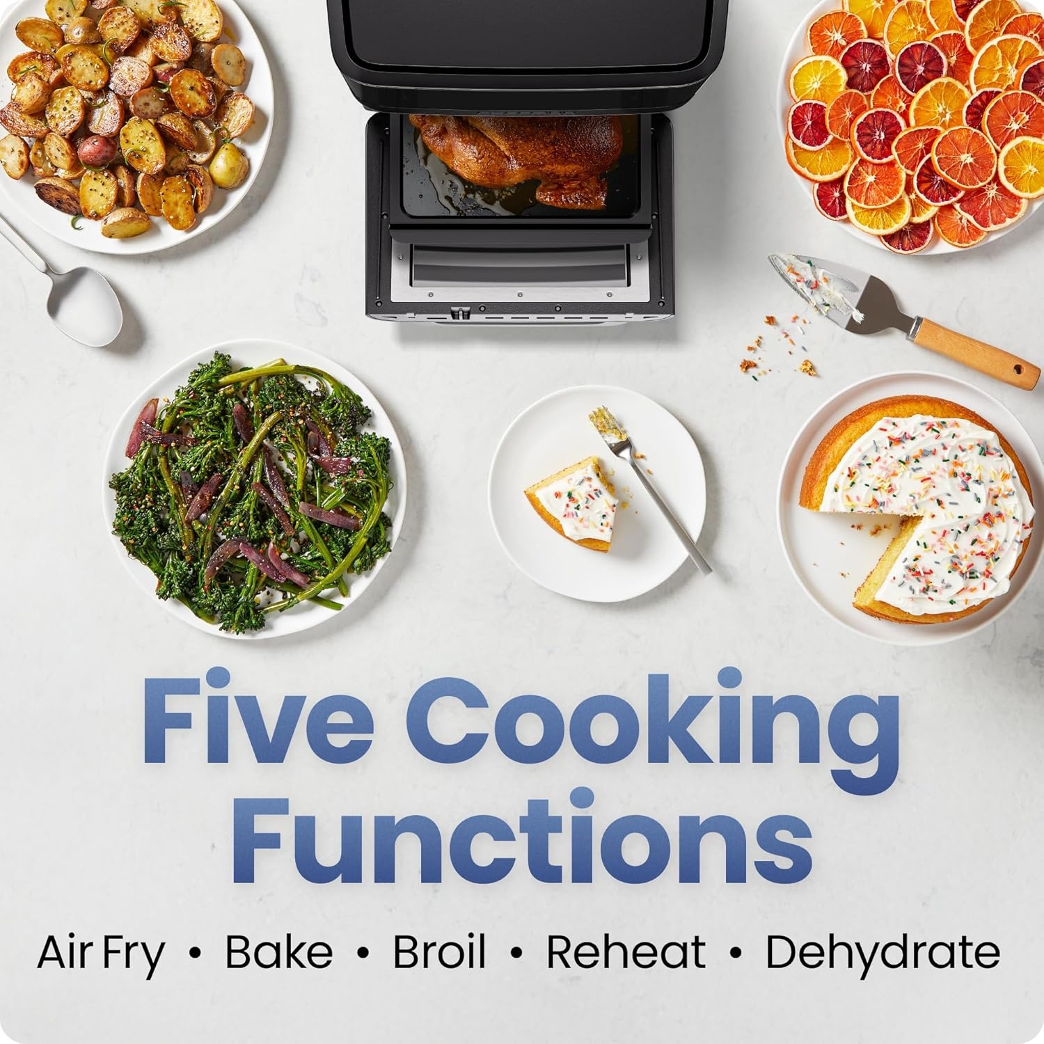image:imageChefman Air Fryer 6in1 XL 14Quart Multifunctional Airfryer with Touchscreen Controls Rotisserie Food Dehydrator Convection Oven Bake Broil and Reheat Functions Windowed Door Black14 Quart
