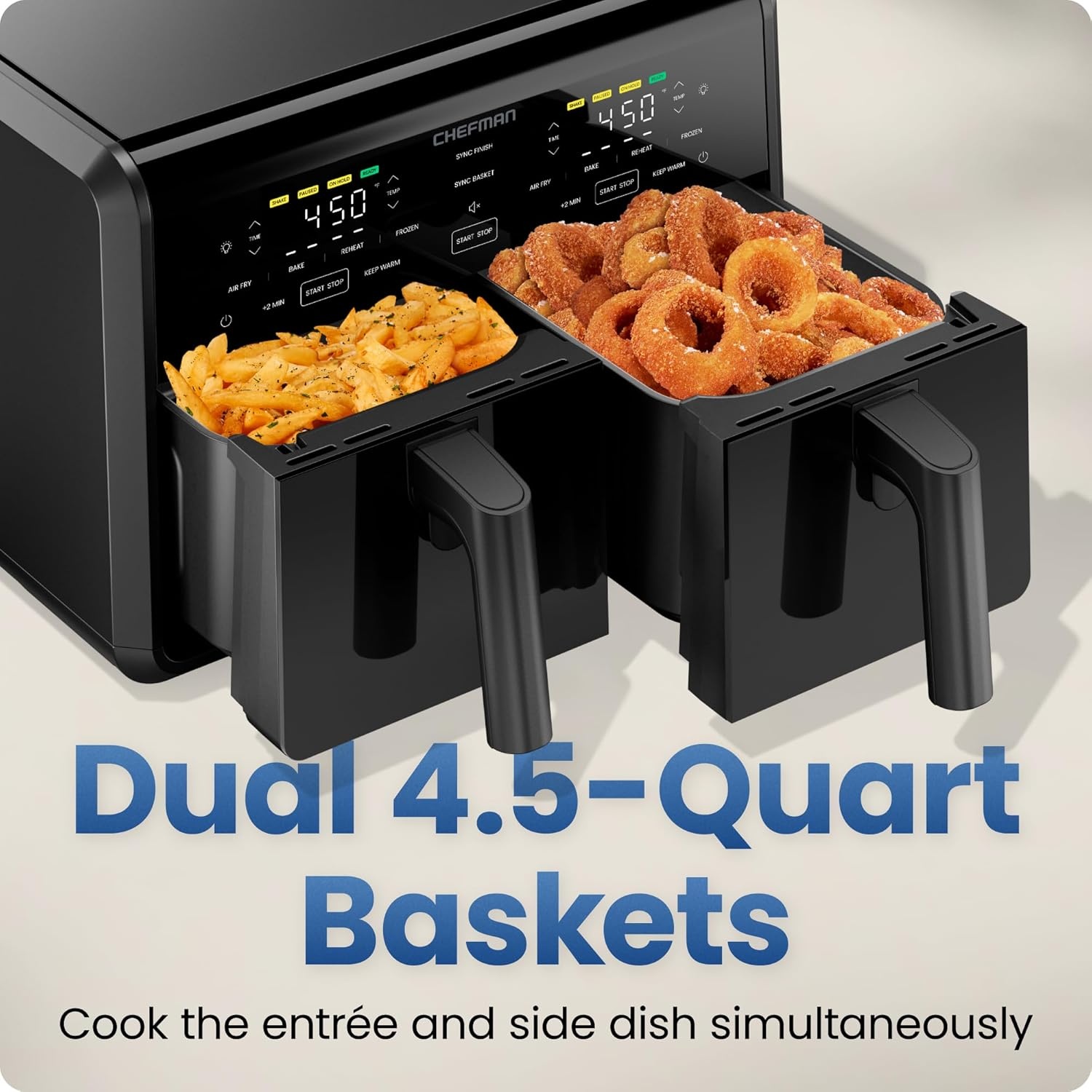 image:imageChefman Air Fryer 6in1 XL 14Quart Multifunctional Airfryer with Touchscreen Controls Rotisserie Food Dehydrator Convection Oven Bake Broil and Reheat Functions Windowed Door Black9 Quart