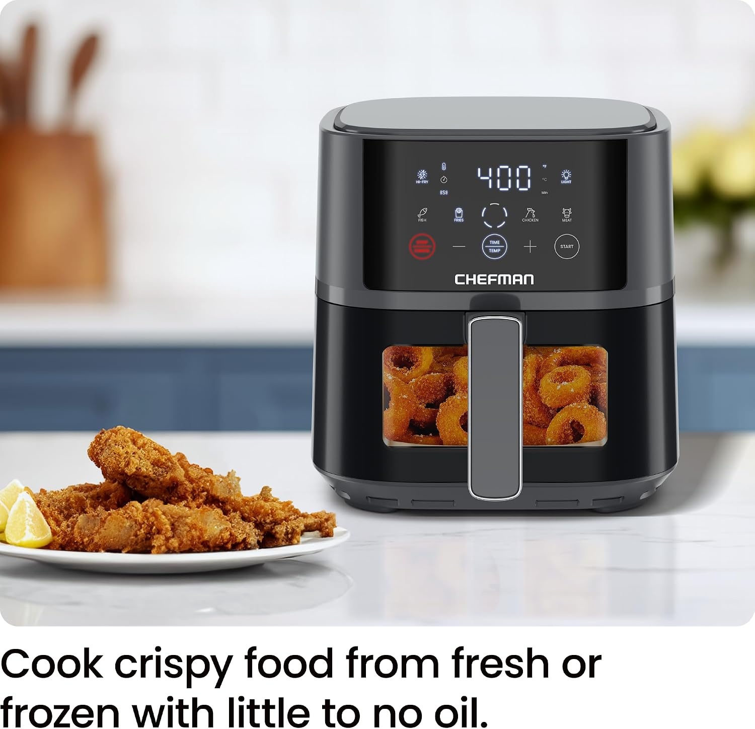 image:imageChefman Air Fryer 6in1 XL 14Quart Multifunctional Airfryer with Touchscreen Controls Rotisserie Food Dehydrator Convection Oven Bake Broil and Reheat Functions Windowed Door Black4 Quart