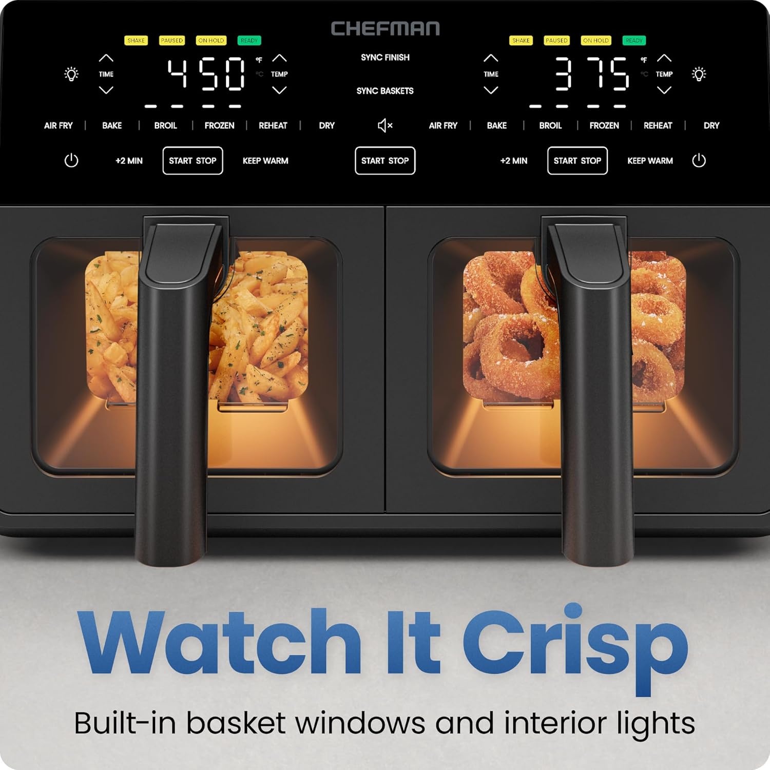 image:imageChefman Air Fryer 6in1 XL 14Quart Multifunctional Airfryer with Touchscreen Controls Rotisserie Food Dehydrator Convection Oven Bake Broil and Reheat Functions Windowed Door Black9 Quart
