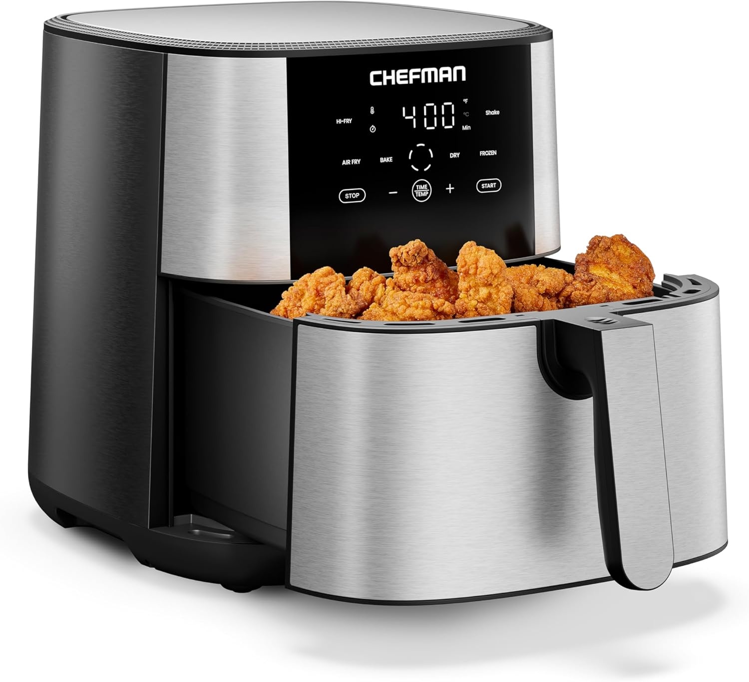 image:imageChefman Air Fryer 8 Qt TurboFry 4in1 with 450F HiFry Option for Crispier Results Bake Dehydrate Frozen XL Nonstick DishwasherSafe Basket Stainless SteelStainless steel