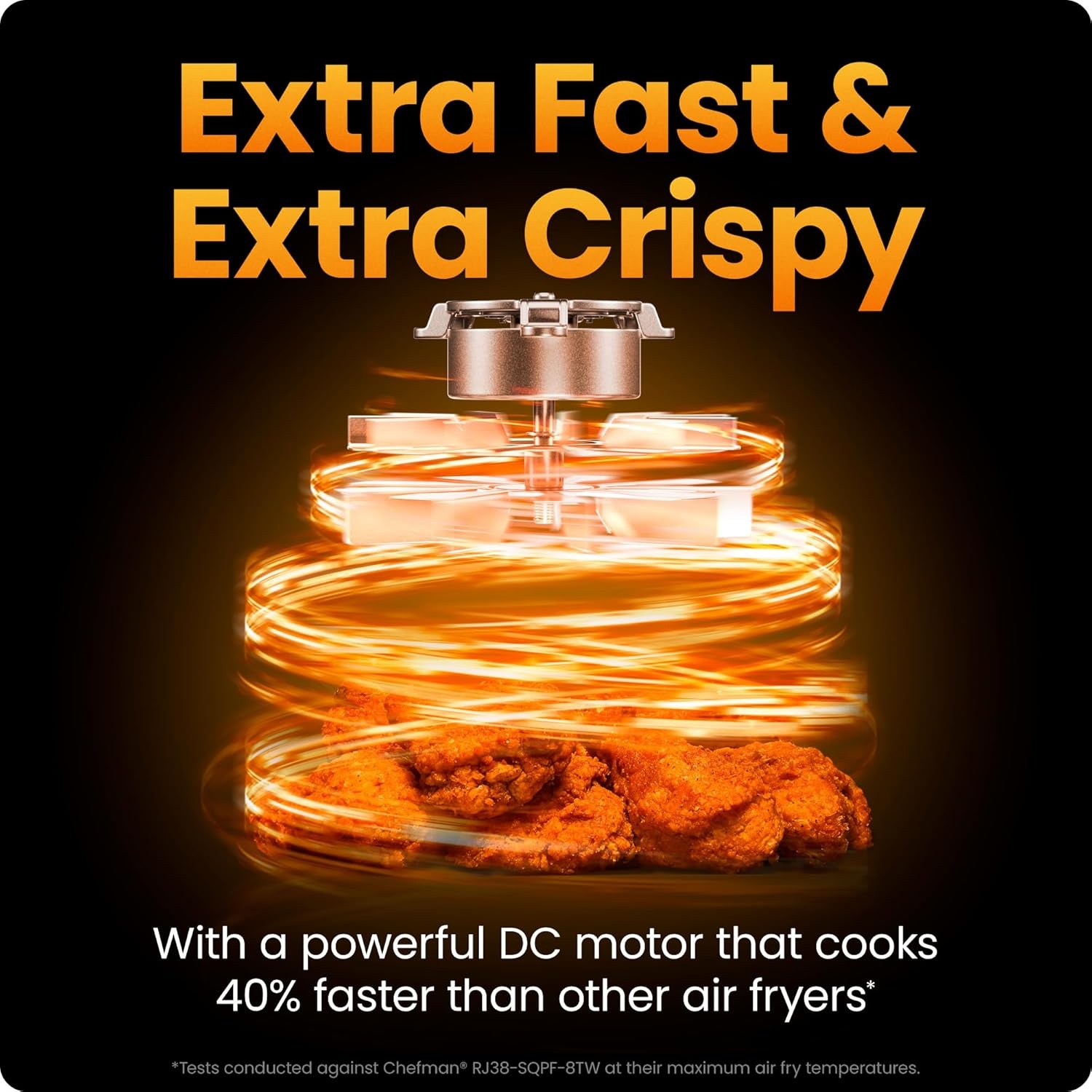 image:imageChefman Air Fryer 8 Qt TurboFry 4in1 with 450F HiFry Option for Crispier Results Bake Dehydrate Frozen XL Nonstick DishwasherSafe Basket Stainless SteelBlack