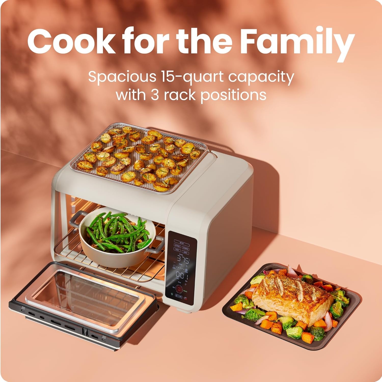 image:imageChefman Air Fryer Toaster Oven Combo Countertop Oven for Quick amp Healthy Meals Bake Broil Air Fry Toast and Bagel Functions 450F Max Temp 4 Slice Toaster Oven Air Fryer Combo IvoryIvory