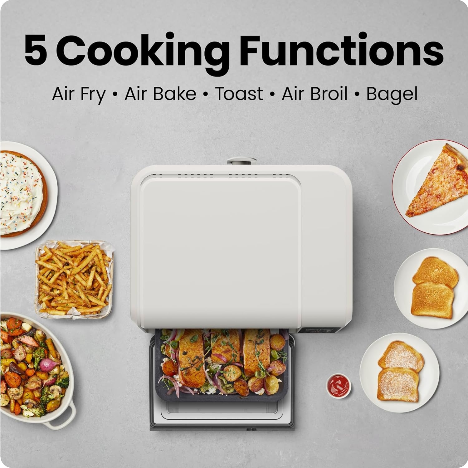image:imageChefman Air Fryer Toaster Oven Combo Countertop Oven for Quick amp Healthy Meals Bake Broil Air Fry Toast and Bagel Functions 450F Max Temp 4 Slice Toaster Oven Air Fryer Combo IvoryIvory