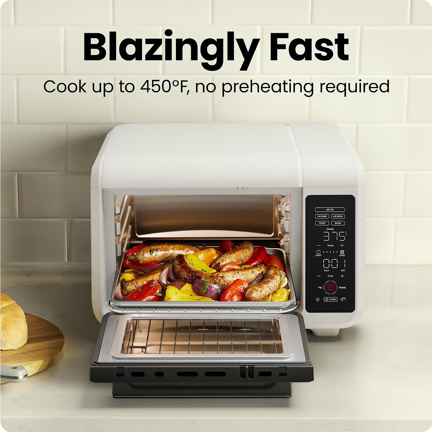 image:imageChefman Air Fryer Toaster Oven Combo Countertop Oven for Quick amp Healthy Meals Bake Broil Air Fry Toast and Bagel Functions 450F Max Temp 4 Slice Toaster Oven Air Fryer Combo IvoryIvory
