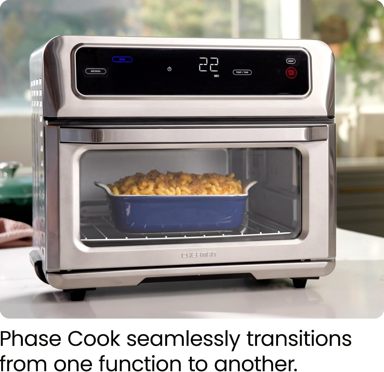 image:imageChefman Air Fryer Toaster Oven Combo Countertop Oven for Quick amp Healthy Meals Bake Broil Air Fry Toast and Bagel Functions 450F Max Temp 4 Slice Toaster Oven Air Fryer Combo IvoryStainless