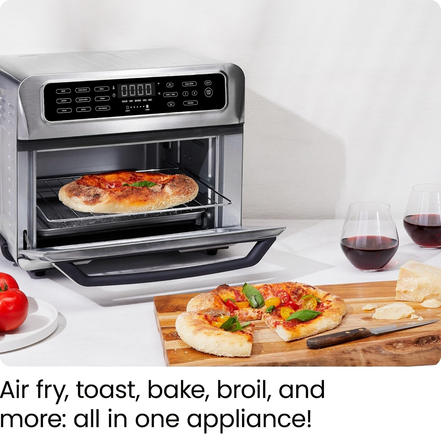 image:imageChefman Air Fryer Toaster Oven Combo Countertop Oven for Quick amp Healthy Meals Bake Broil Air Fry Toast and Bagel Functions 450F Max Temp 4 Slice Toaster Oven Air Fryer Combo IvoryStainless