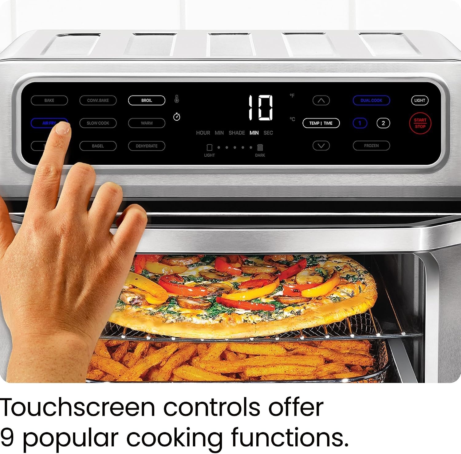 image:imageChefman Air Fryer Toaster Oven Combo Countertop Oven for Quick amp Healthy Meals Bake Broil Air Fry Toast and Bagel Functions 450F Max Temp 4 Slice Toaster Oven Air Fryer Combo IvoryStainless