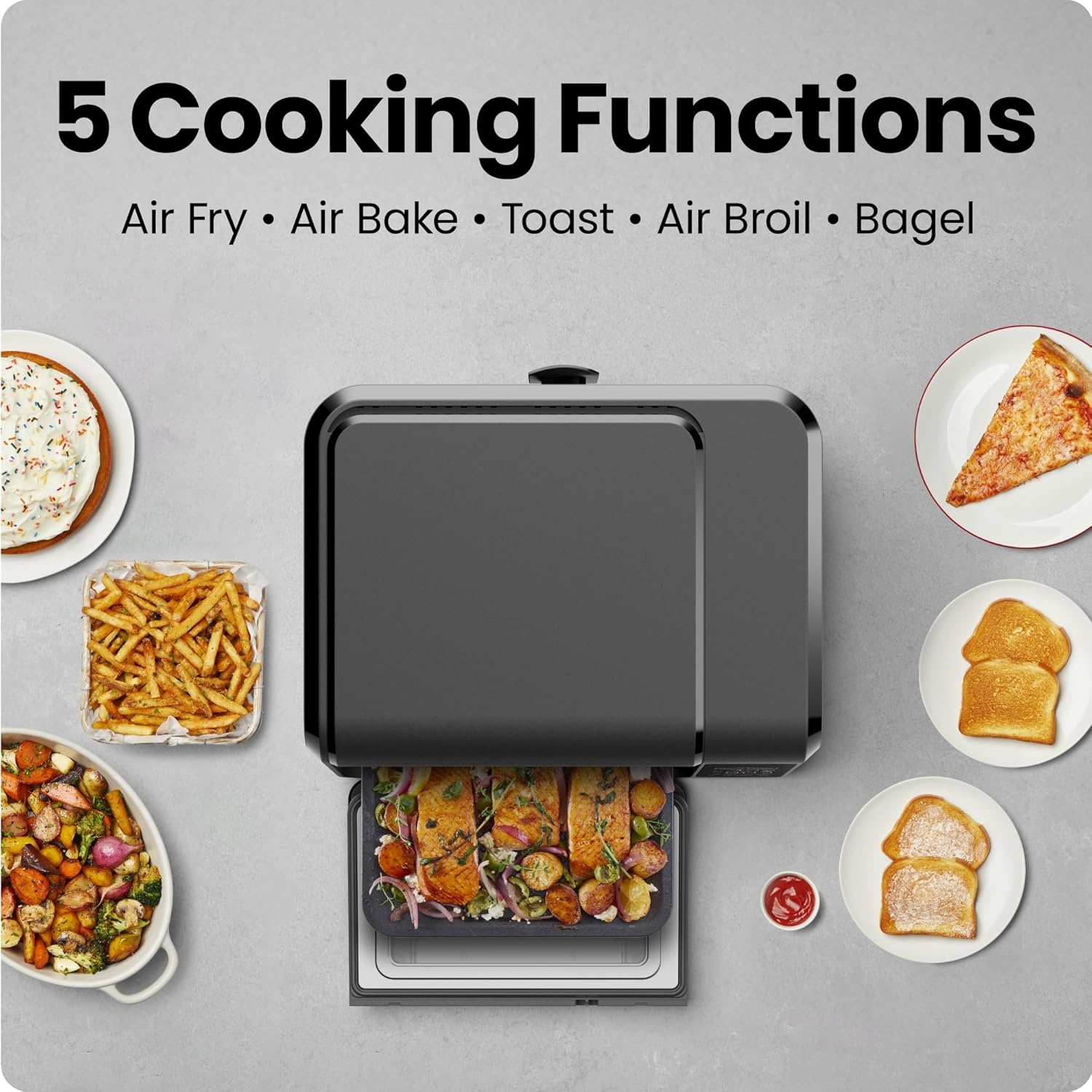 image:imageChefman Air Fryer Toaster Oven Combo Countertop Oven for Quick amp Healthy Meals Bake Broil Air Fry Toast and Bagel Functions 450F Max Temp 4 Slice Toaster Oven Air Fryer Combo IvoryBlack