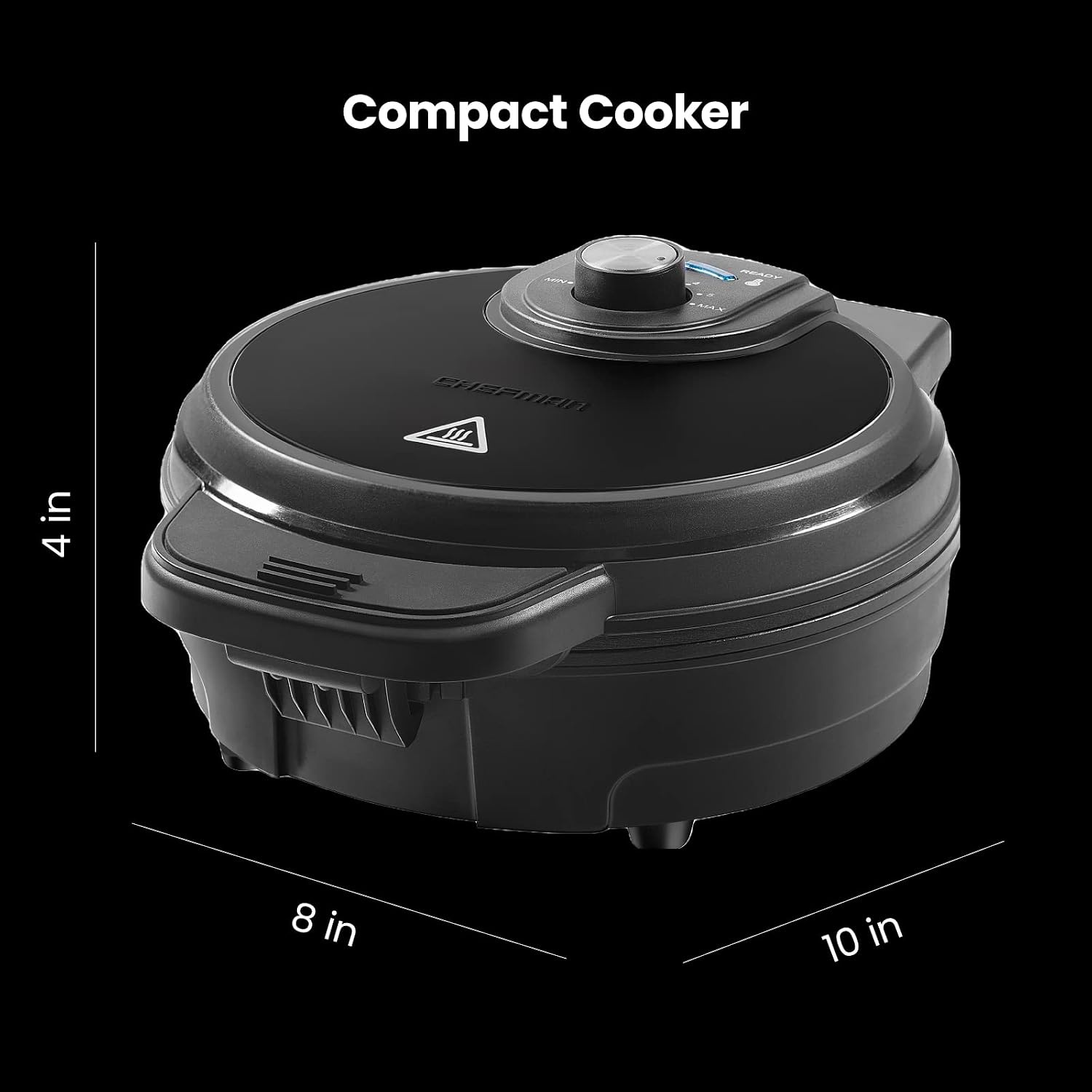 image:imageChefman AntiOverflow Waffle Maker Belgian Waffle Iron with Seven Crunch Selector Settings MessFree Moat Catches Excess Batter Nonstick Electric Single Griddle Mold Makes 6Inch Round Waffles
