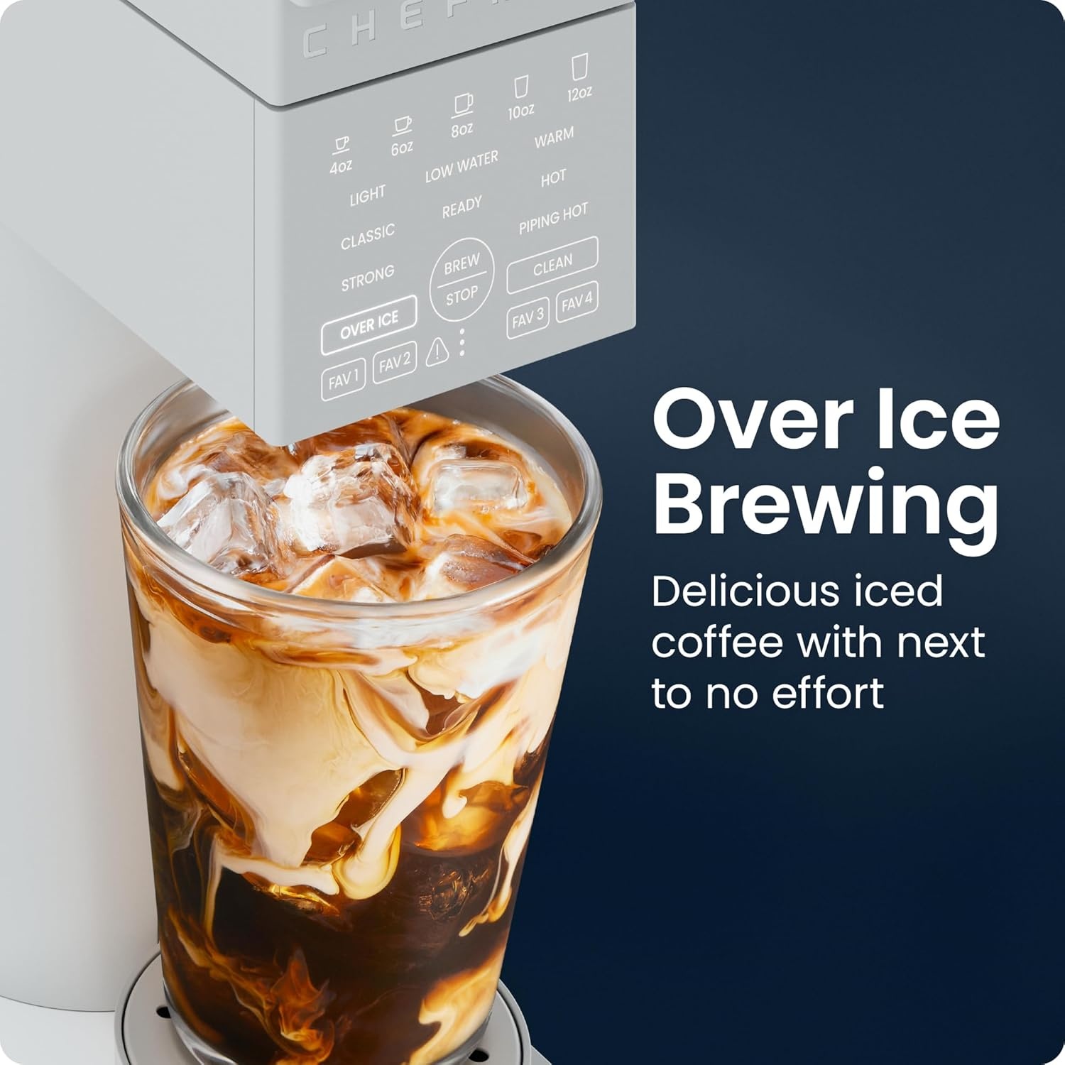 image:imageChefman Caffeinator Single Serve Coffee Maker Brew Kcups amp Grounds Drip Coffee Machine with Brew Strength Settings Iced Coffee Function 45 oz Removable Water ReservoirConcrete