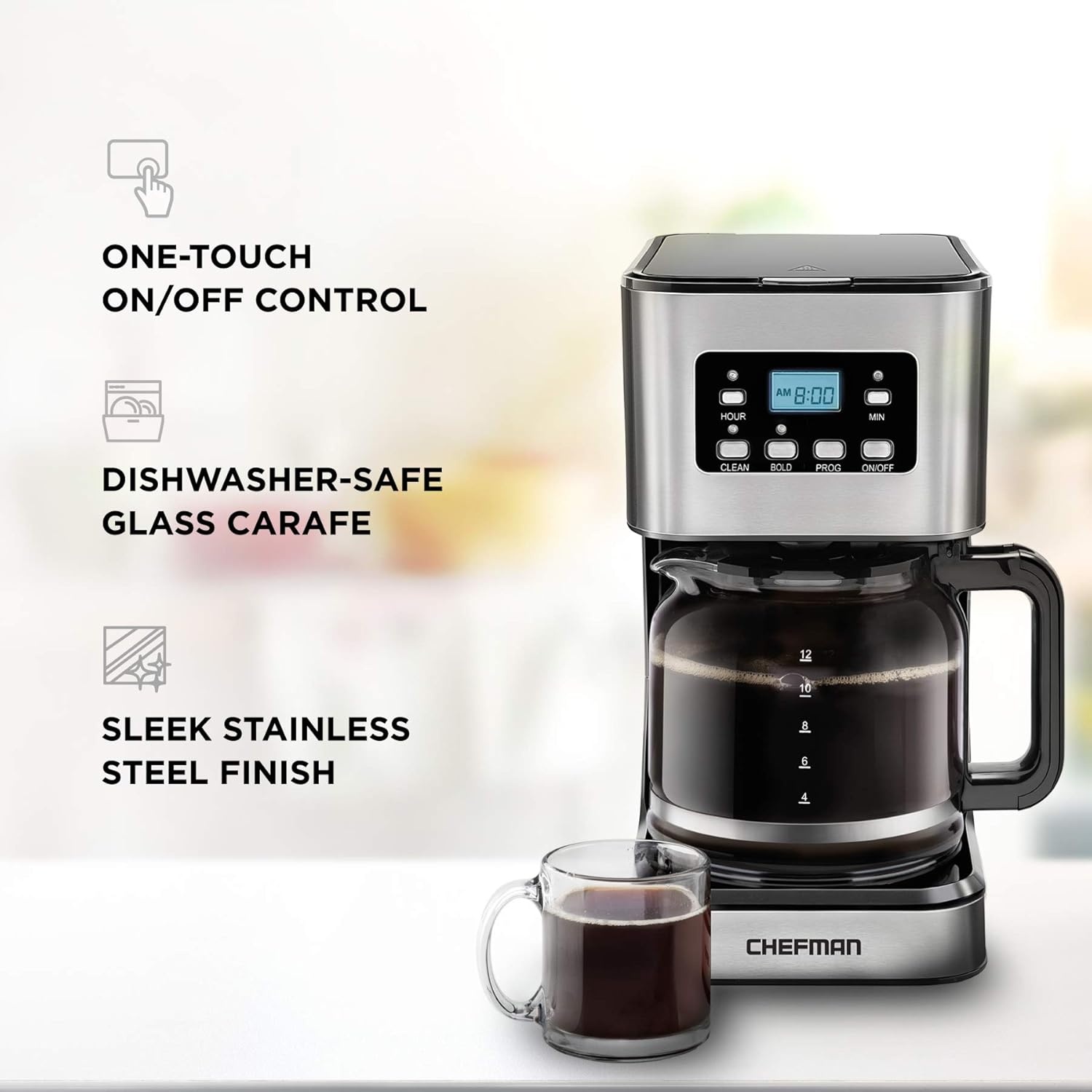 image:imageChefman Caffeinator Single Serve Coffee Maker Brew Kcups amp Grounds Drip Coffee Machine with Brew Strength Settings Iced Coffee Function 45 oz Removable Water ReservoirStainless Steel