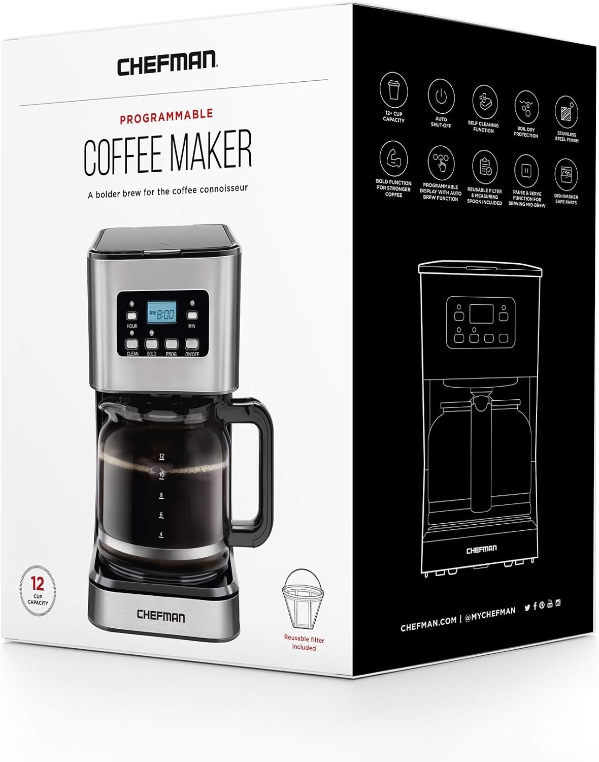 image:imageChefman Caffeinator Single Serve Coffee Maker Brew Kcups amp Grounds Drip Coffee Machine with Brew Strength Settings Iced Coffee Function 45 oz Removable Water ReservoirStainless Steel
