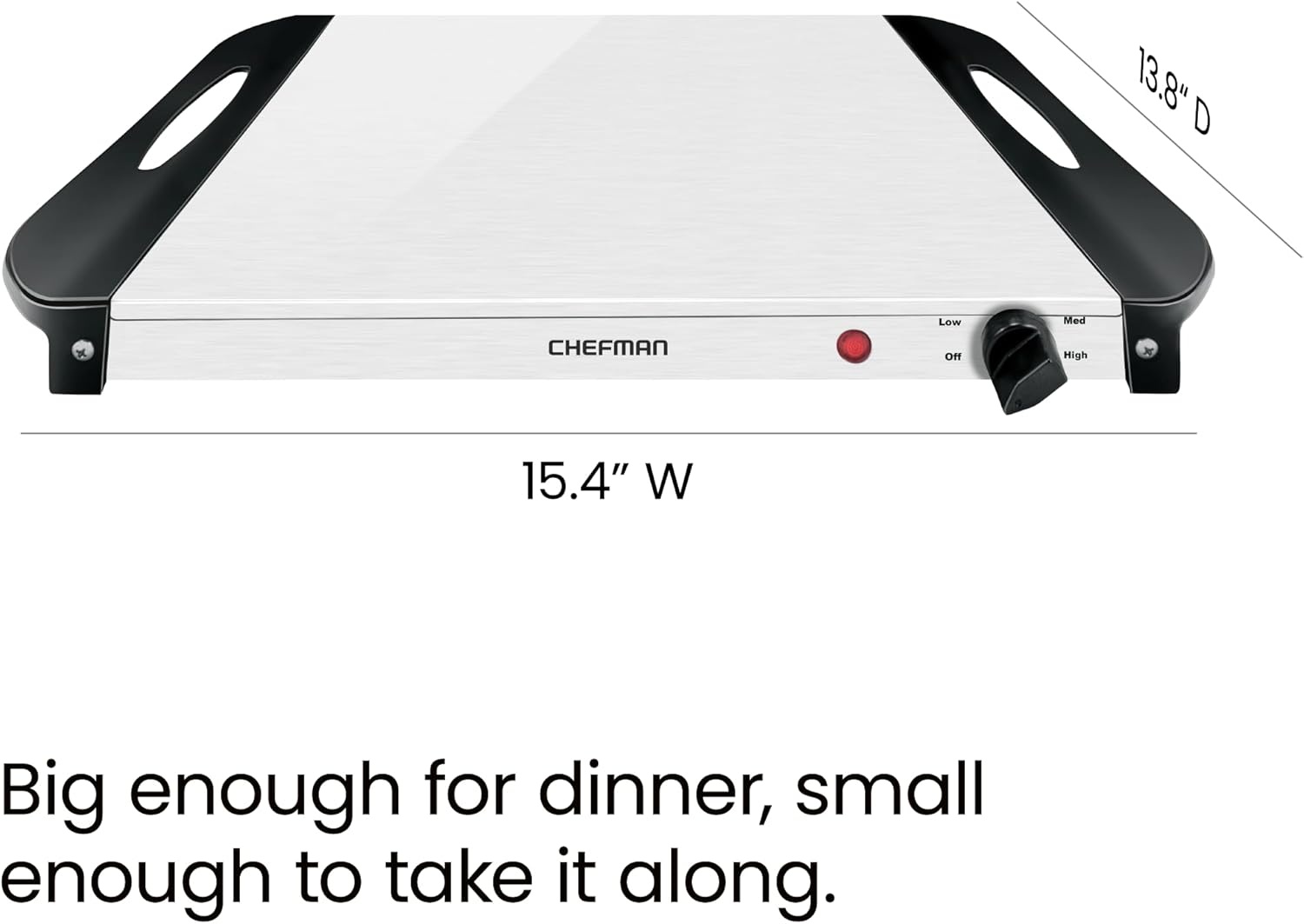 image:imageChefman Compact Glasstop Warming Tray with Adjustable Temperature Control Perfect for Buffets Restaurants Parties Events Home Dinners and Travel Mini 15x12 Inch Surface Keeps Food Hot BlackBuffet 14 x 14